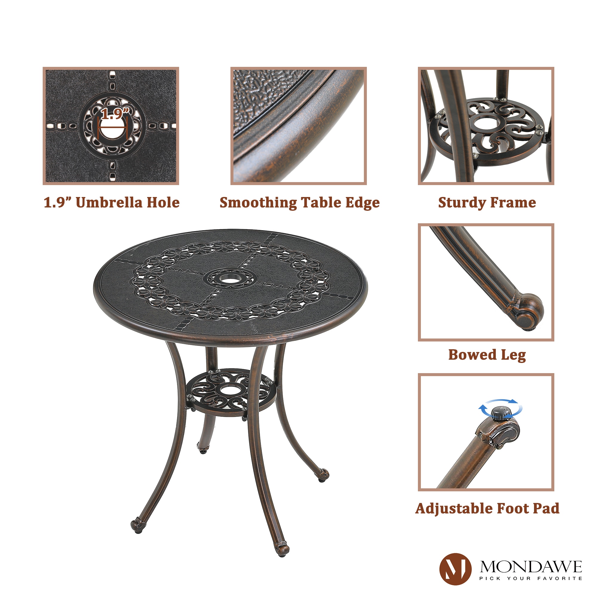 Mondawe MO6188C-BR Patio-Tables - View #3
