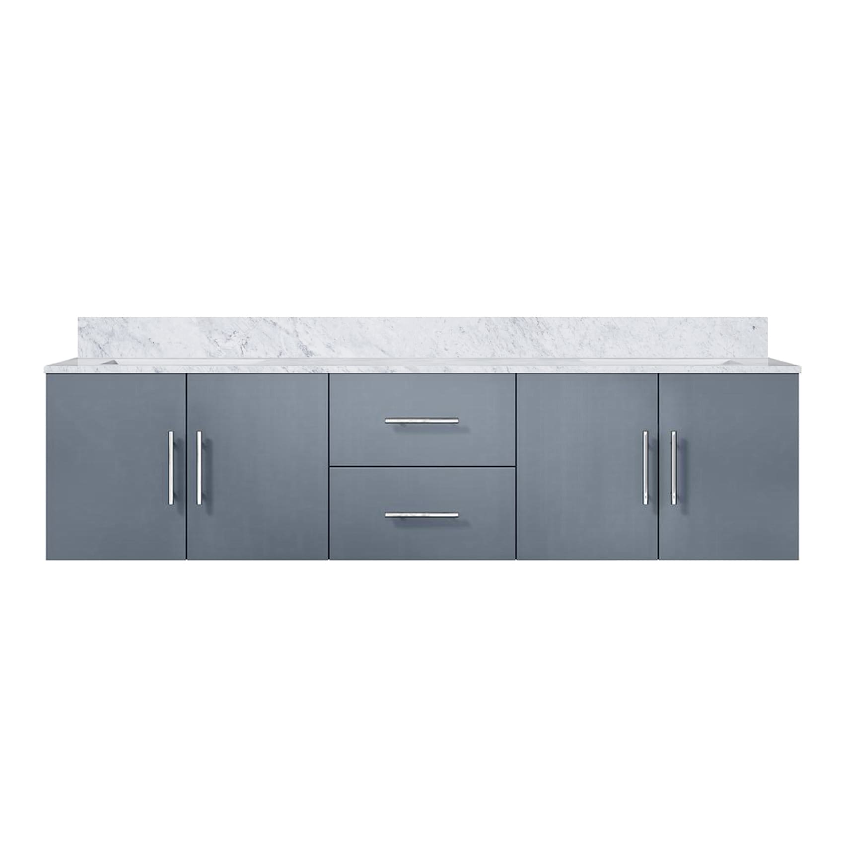 Lexora LG192272DBDS000 Geneva 72-in Dark Grey Undermount Double sink Bathroom Vanity with White Carrara Marble Marble Top