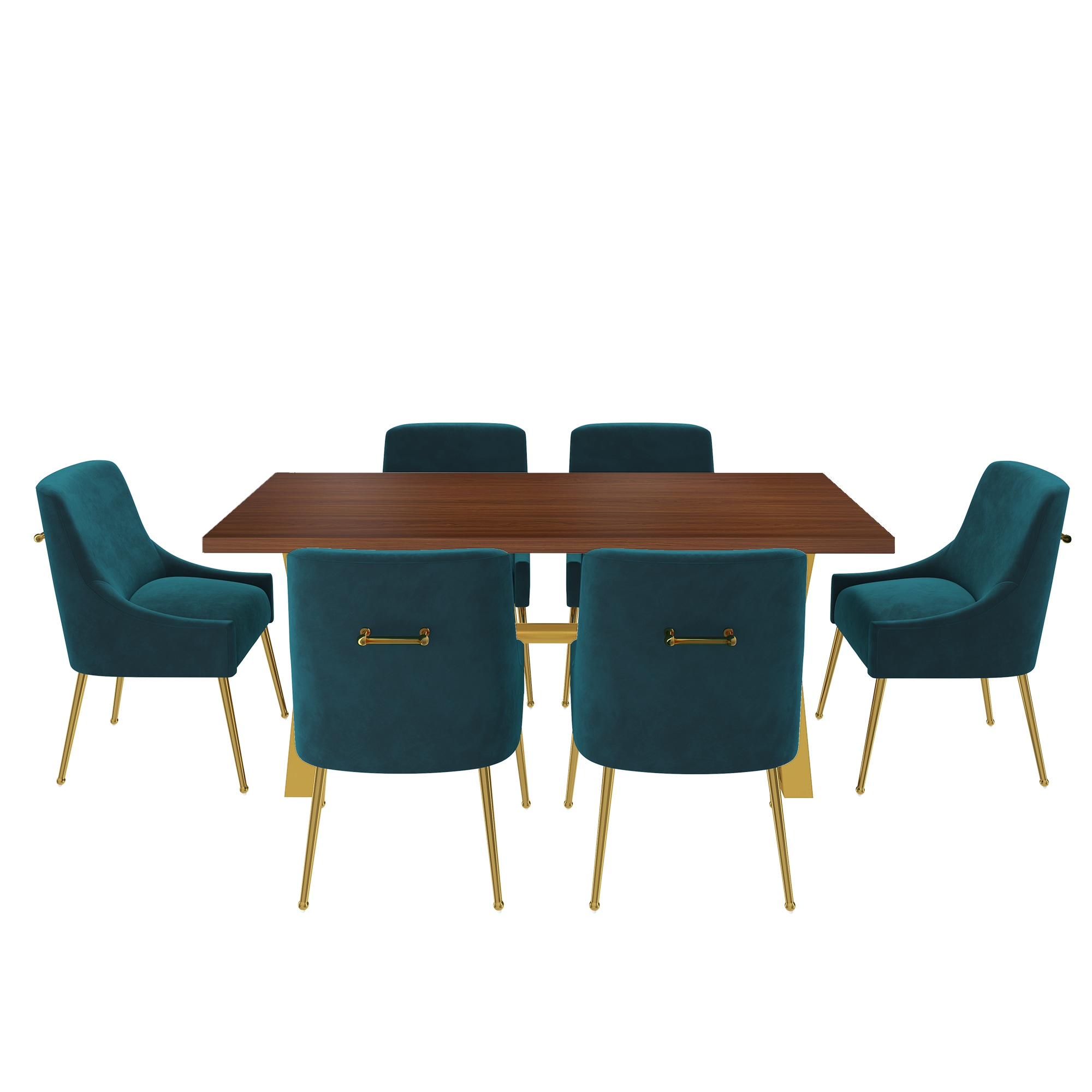 Clihome CL-HTM700LG Blueish Green Chair/Brown Table Contemporary/Modern Dining Room Set with Rectangular Table ( Seats 6 )