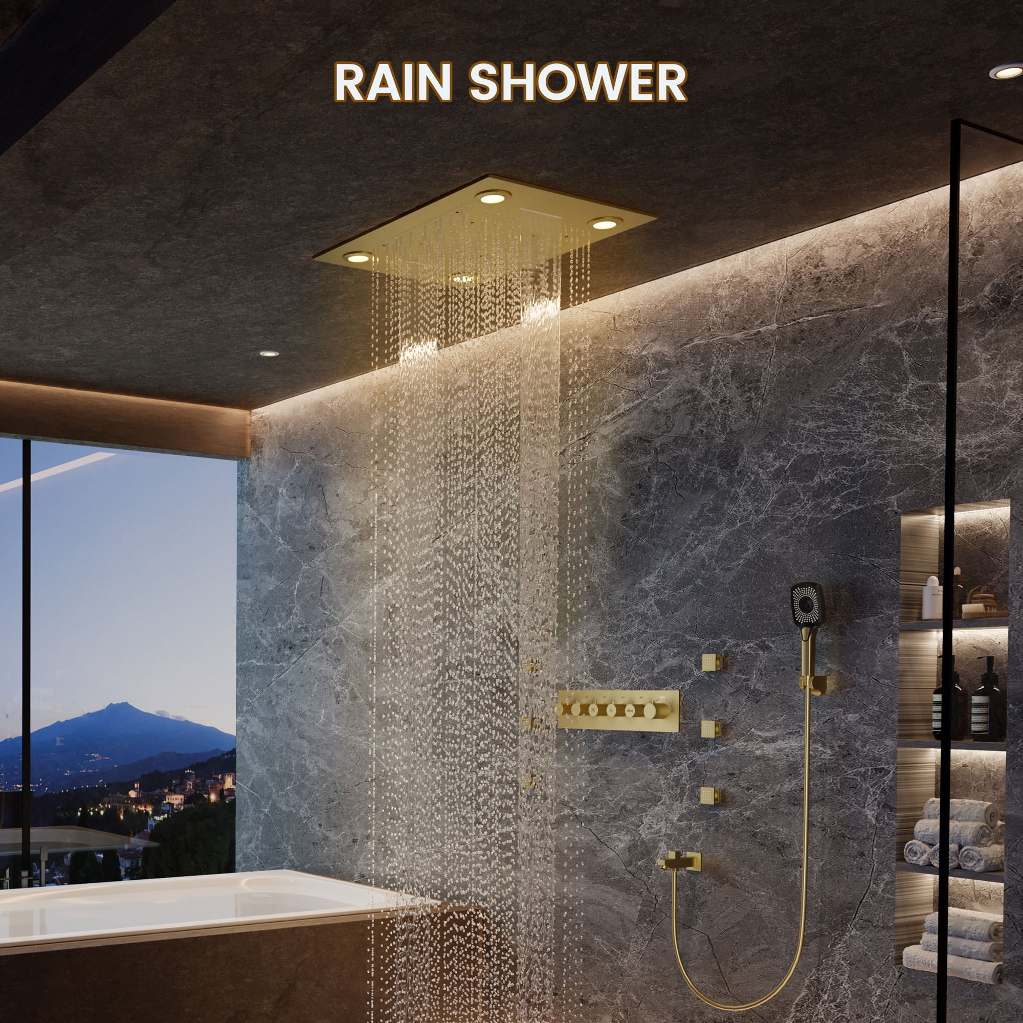 CASAINC CA-A4385-BG Showerhead-Bar-Panels - View #4