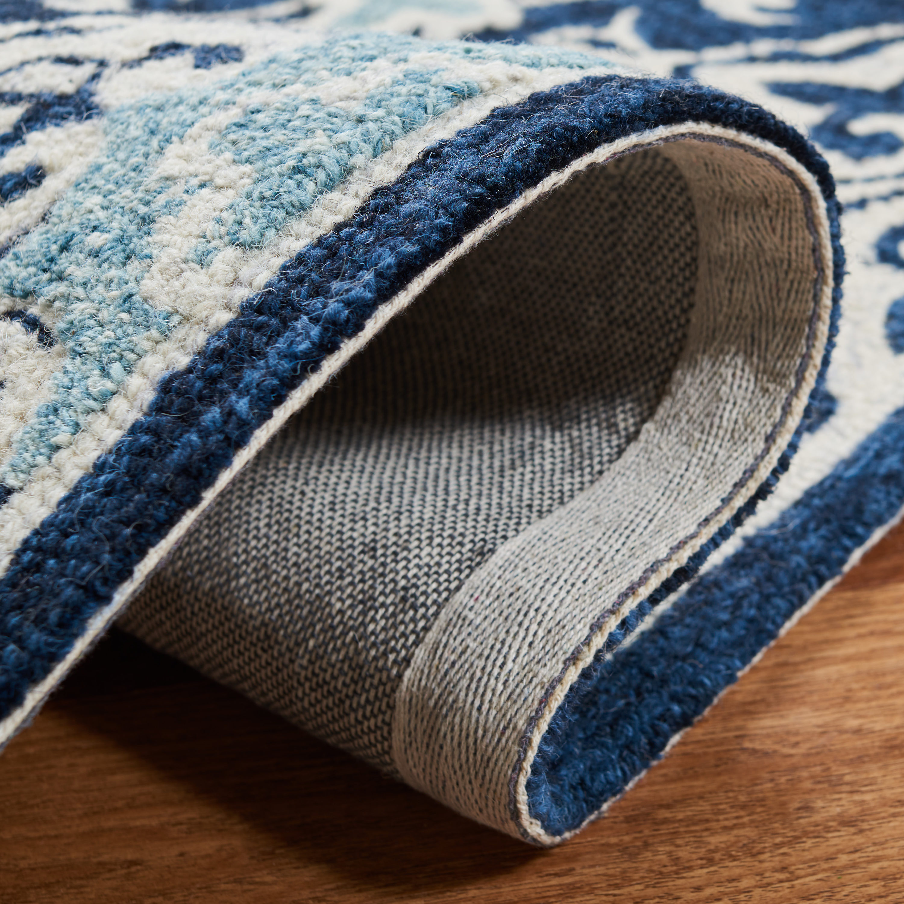 Artisanal Light Blue Wool Runner Rug - Hand-Tufted, Reversible 2'3" x 8'