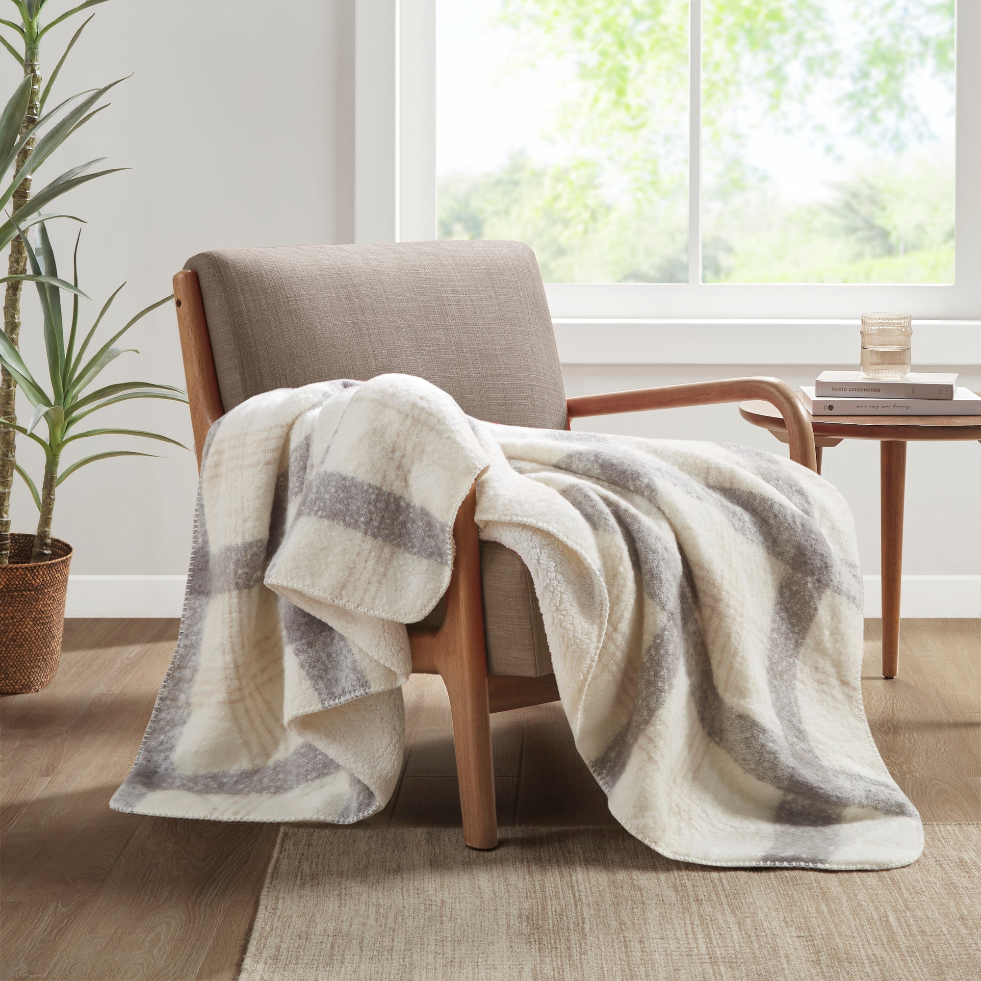 Bloomington 50"x60" Plaid Faux Mohair Sherpa Throw Blanket