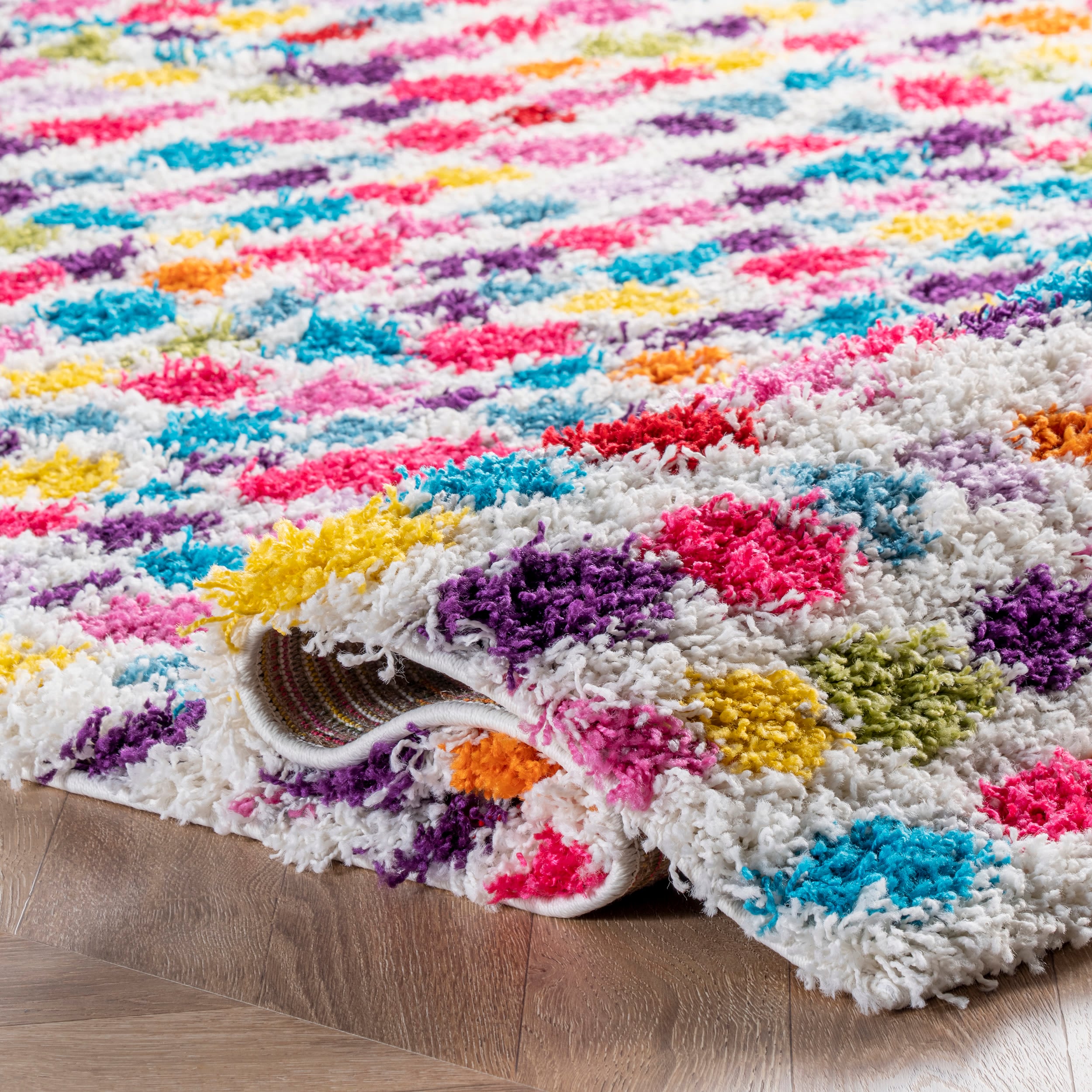 Radiance Handmade Multicolor Stripe Shag Rug 5' x 8'