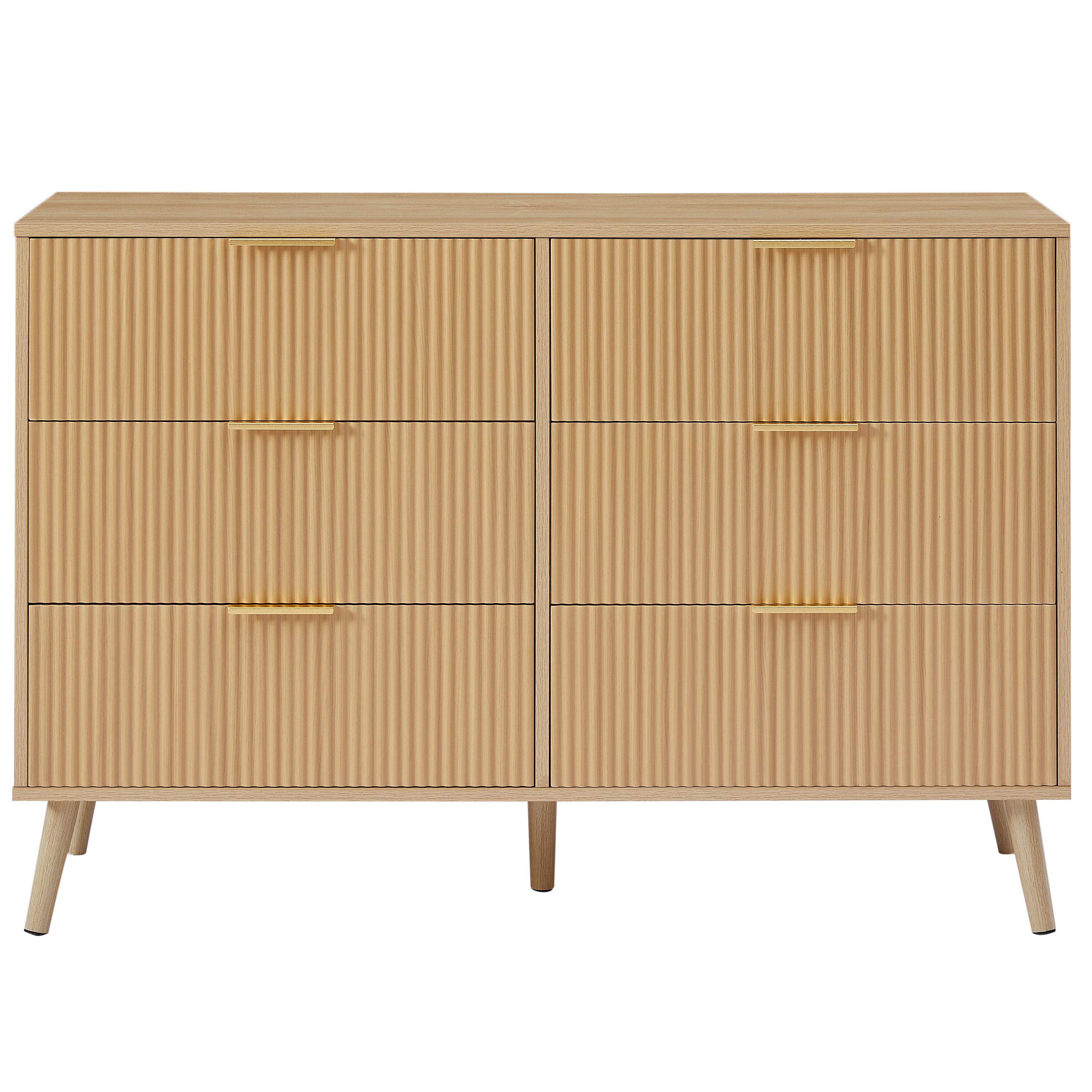 Bybafun YB9300063 Natural Rubberwood 6 -Drawer Standard dresser