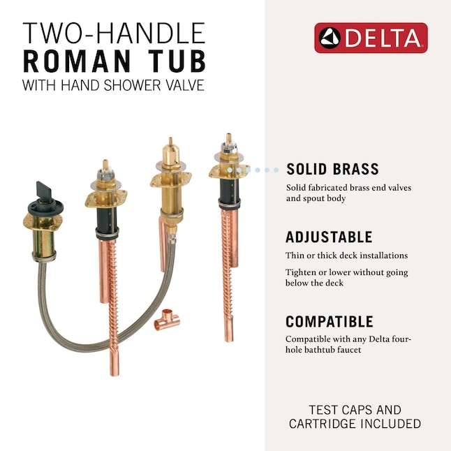 Delta Brass 2 handle Deck mount Roman Mid arc Bathtub Faucet Valve delta-brass-2-handle-deck-mount-roman-mid-arc-bathtub-faucet-valve
