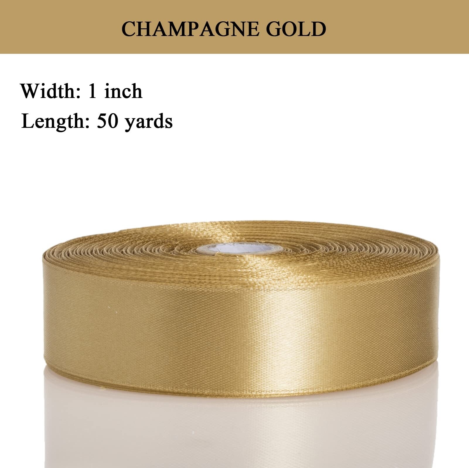 Afoxsos 1 Inch Champaign Gold Solid Satin Ribbon Roll 50 Yards ...