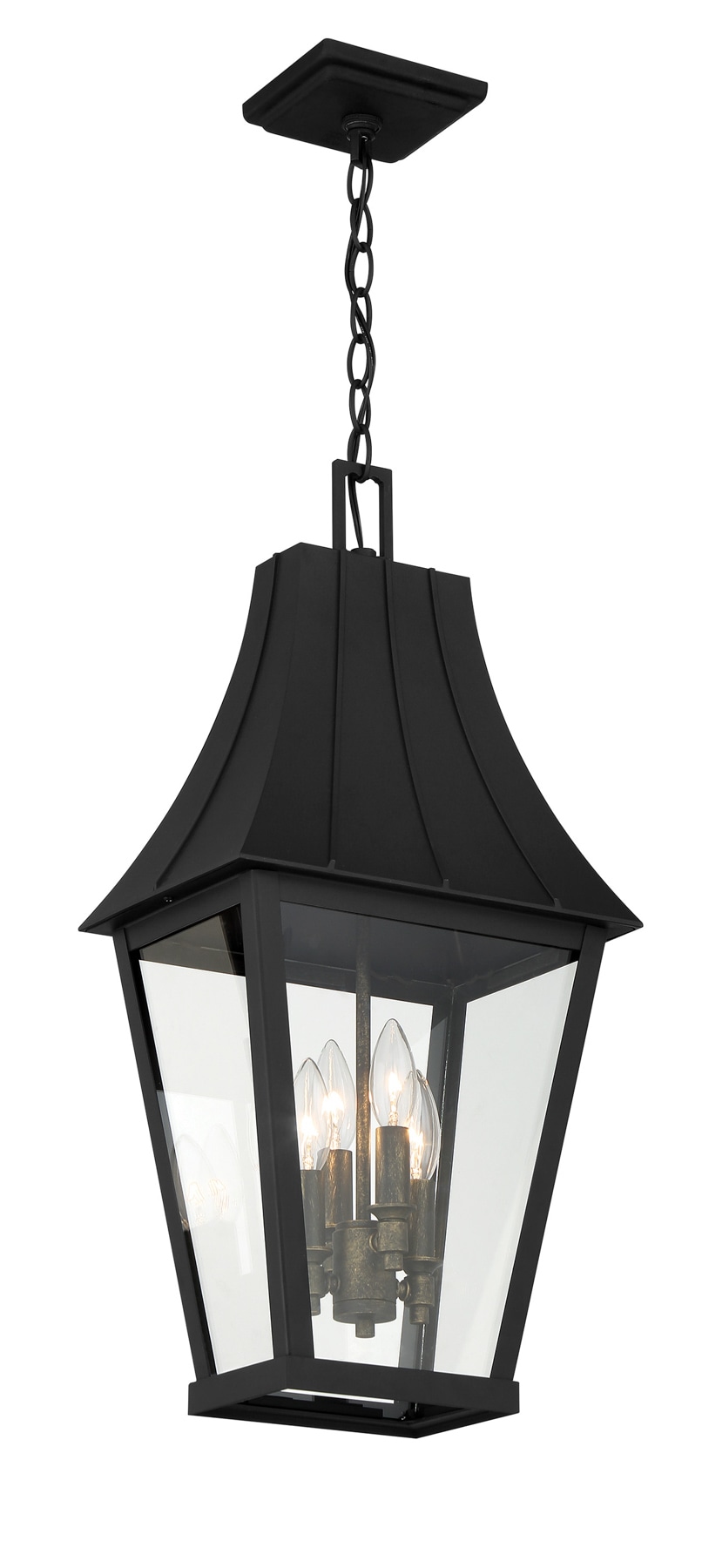 Chateau Grande 4-Light Sand Coal and Gold Outdoor Hanging Lantern