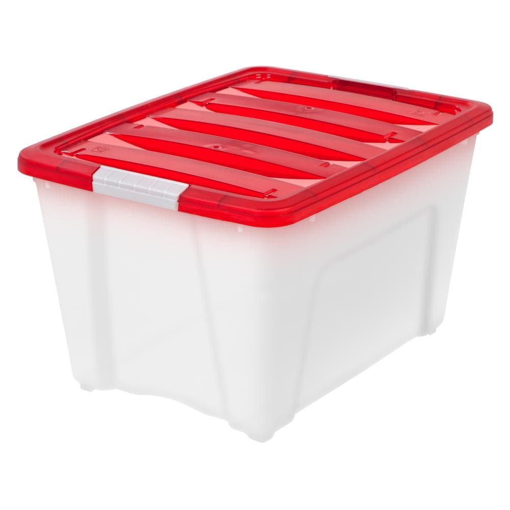 Iris Usa 4 Pack 28qt Plastic Storage Bin with Lid and Secure Latching  Buckles, Pearl