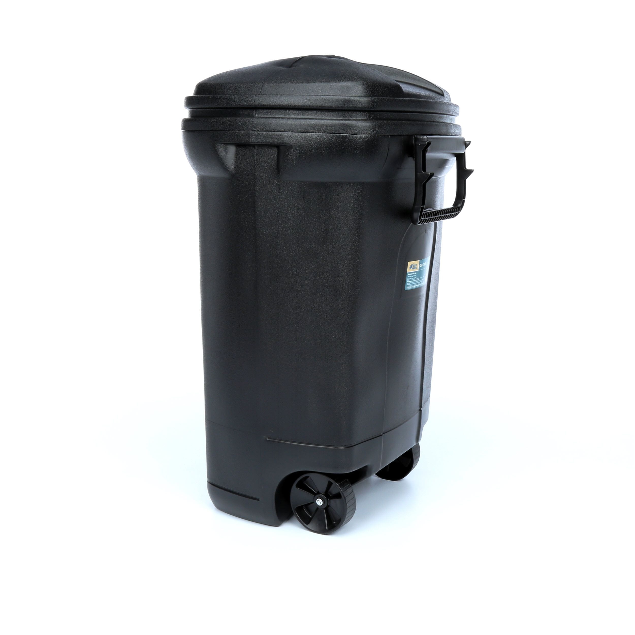 Wheeled Trash Cart, Black, 45 Gallons