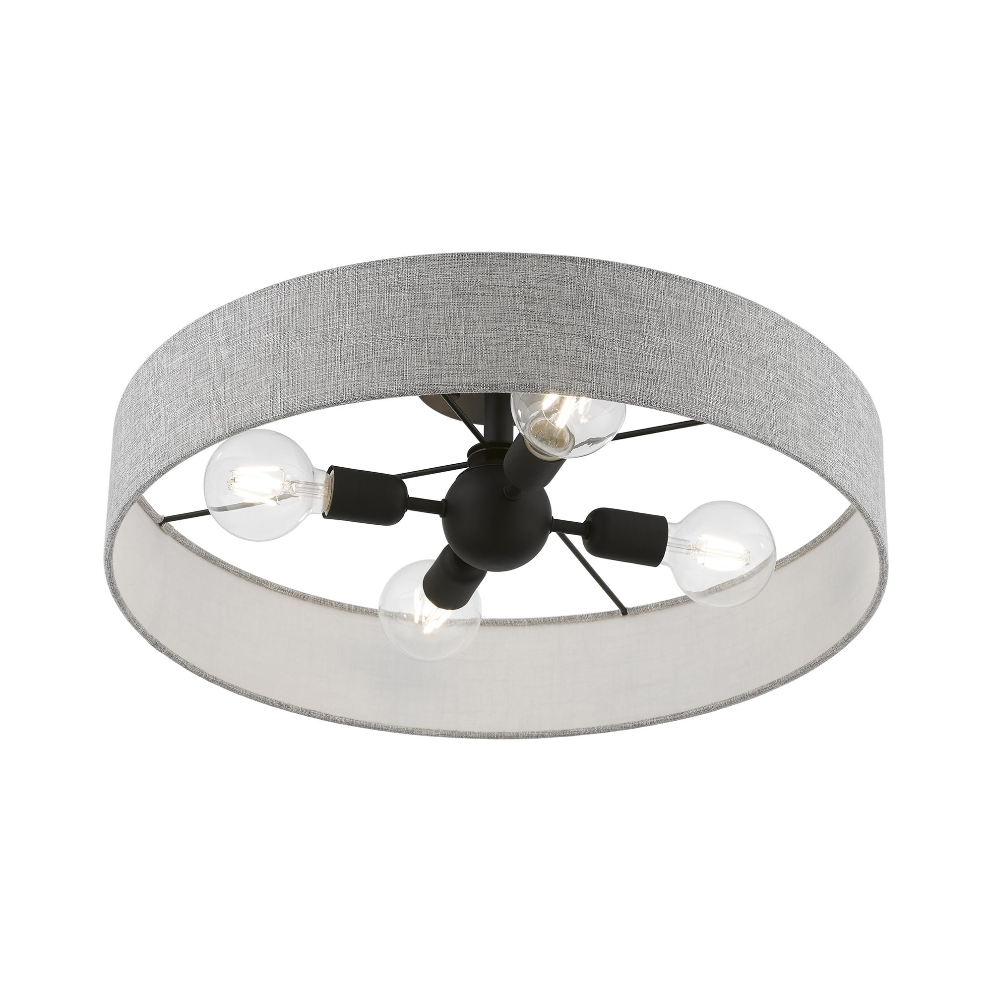 Elmhurst Modern 4-Light Drum Semi-Flush Mount in Black Nickel