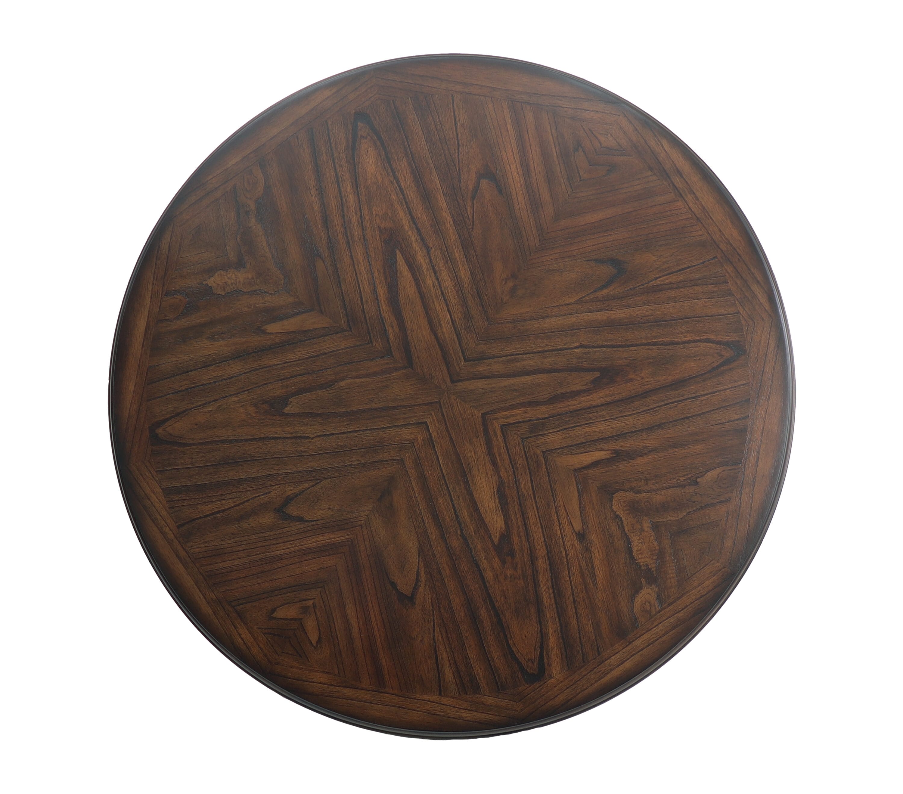 Cherry Brown Round Wood Dining Set with 4 Chairs
