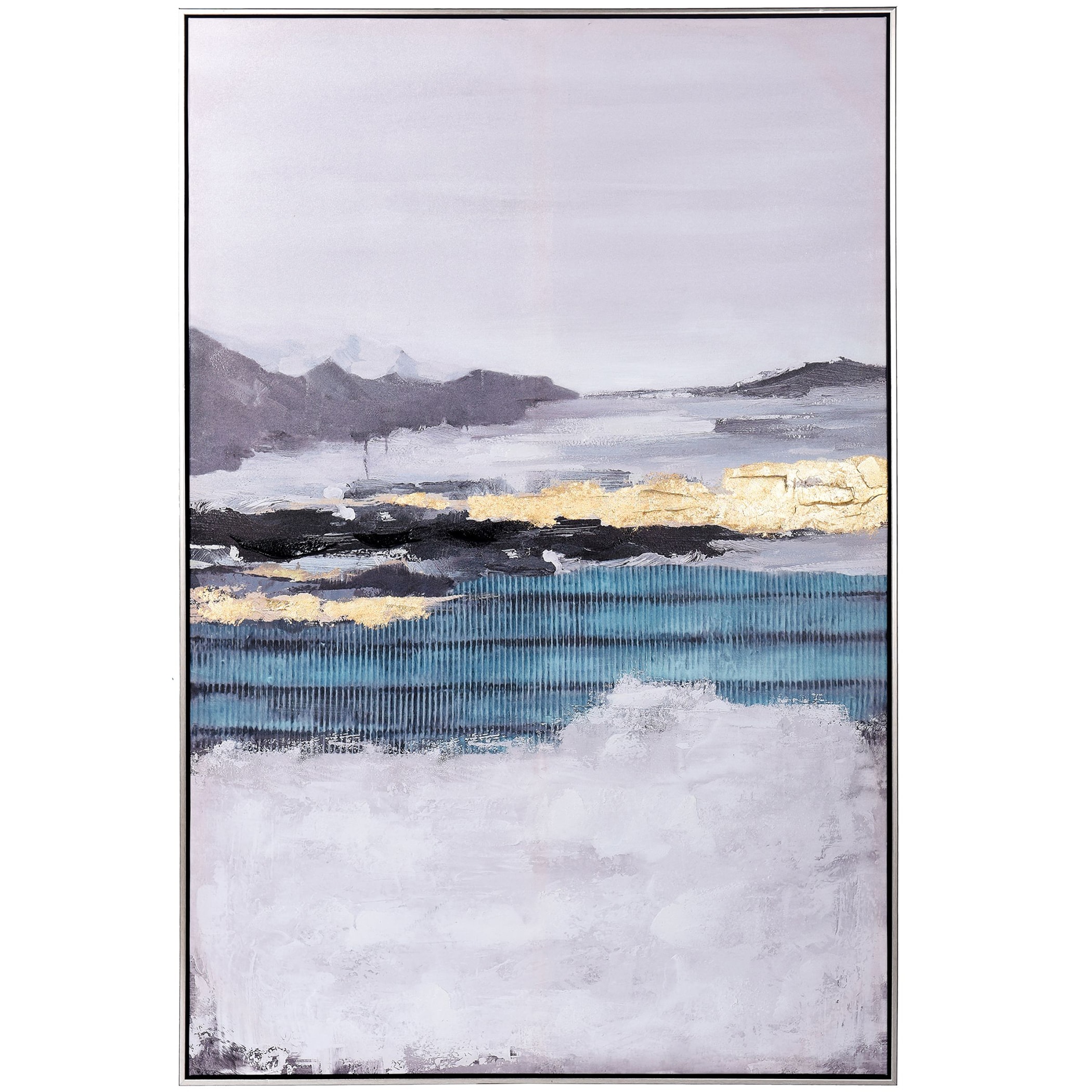 StyleCraft Home Collection WI33973DS Silver Framed 47-in H x 32-in W Abstract Print on Canvas