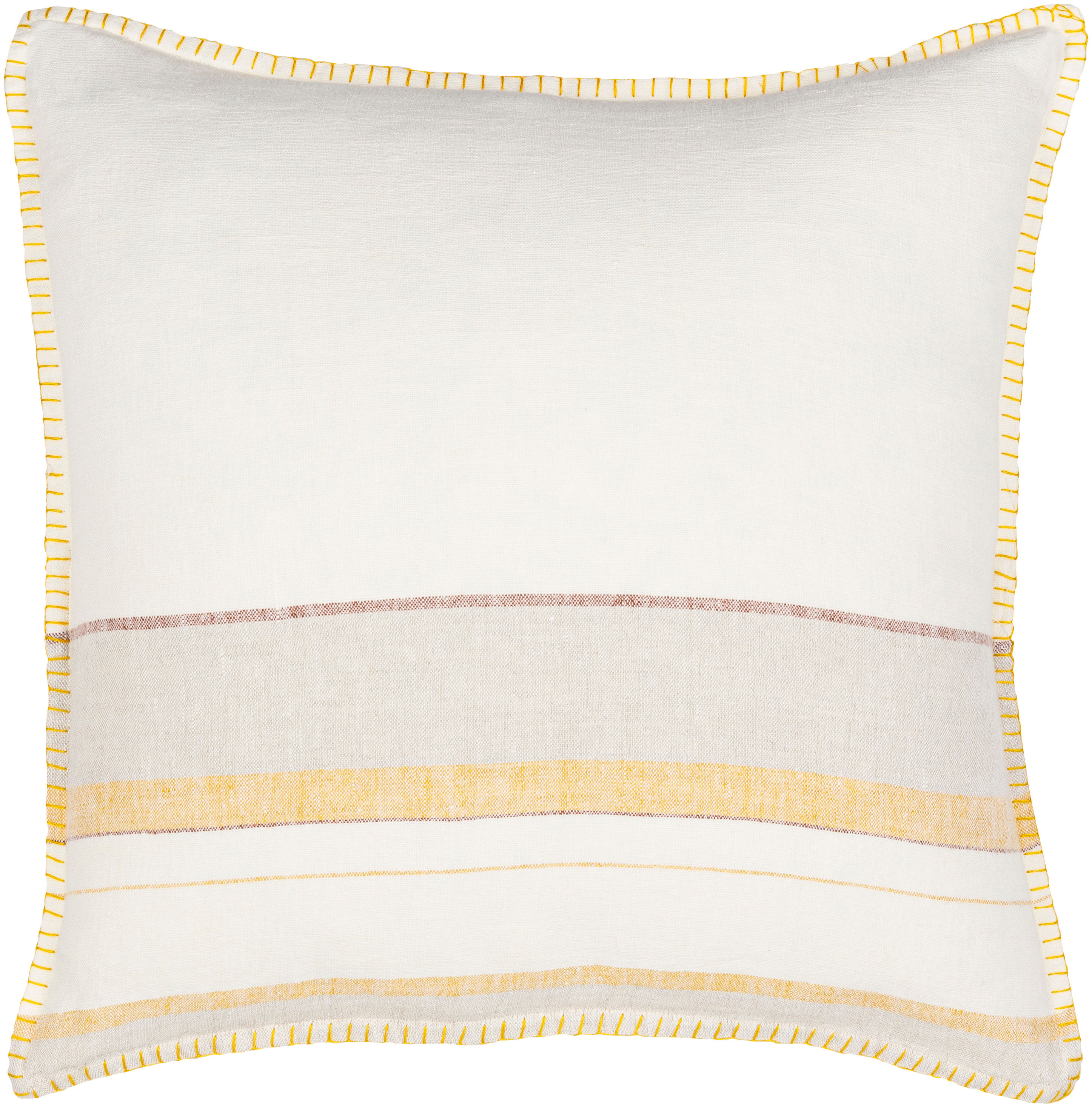 Surya LSP002-2222 Linen Stripe Embellished 22-in x 22-in Cream/Multi Indoor Decorative Cover