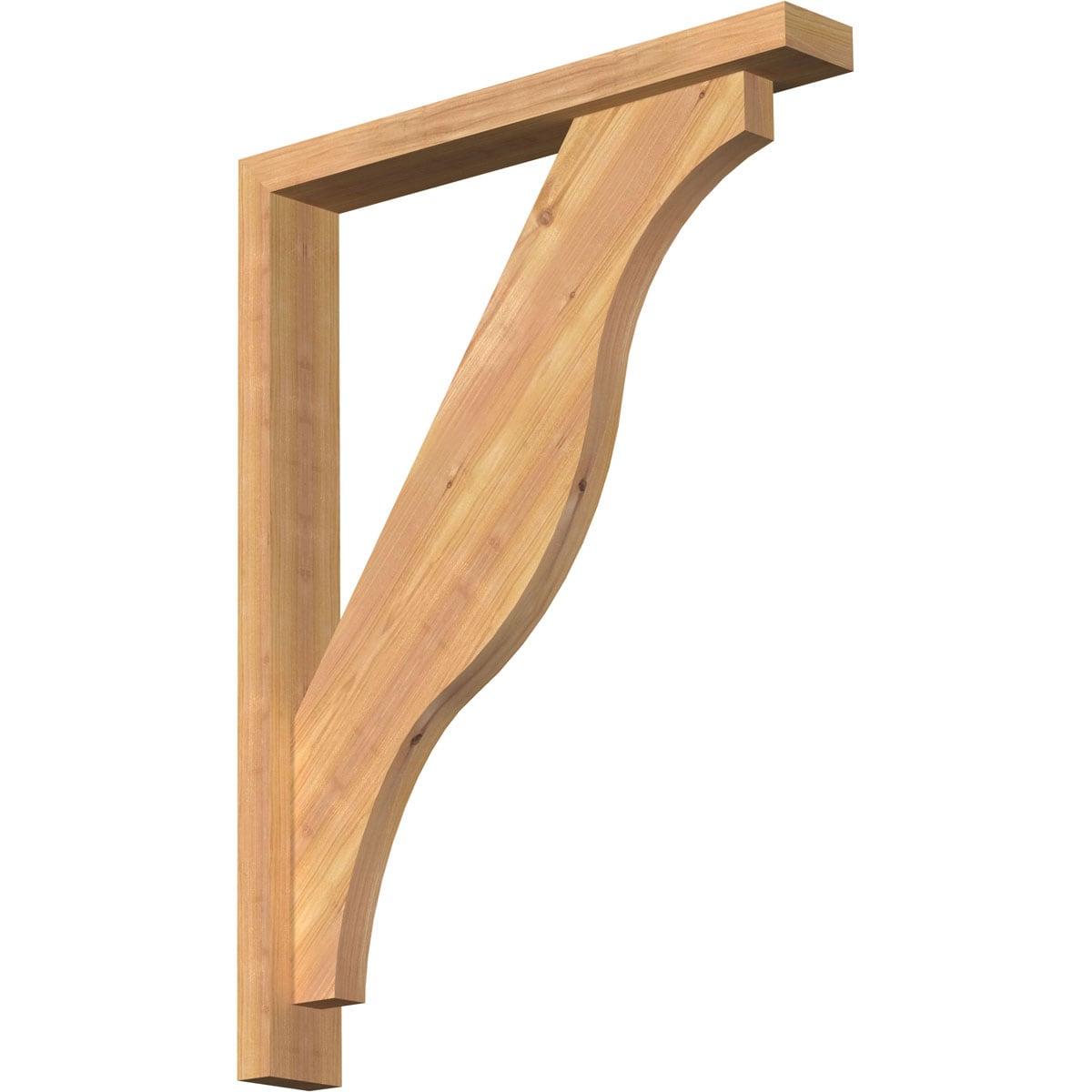 Ekena Millwork 1462325 Funston Block Smooth Bracket with Offset Brace 3-1/2-in x 24-in x 32-in Western red cedar Brown Wood Standard bracket