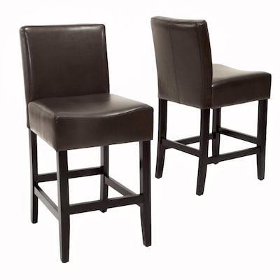 Counter Height Upholstered Bar Stool, Lopez Ivory Leather Counter Stools