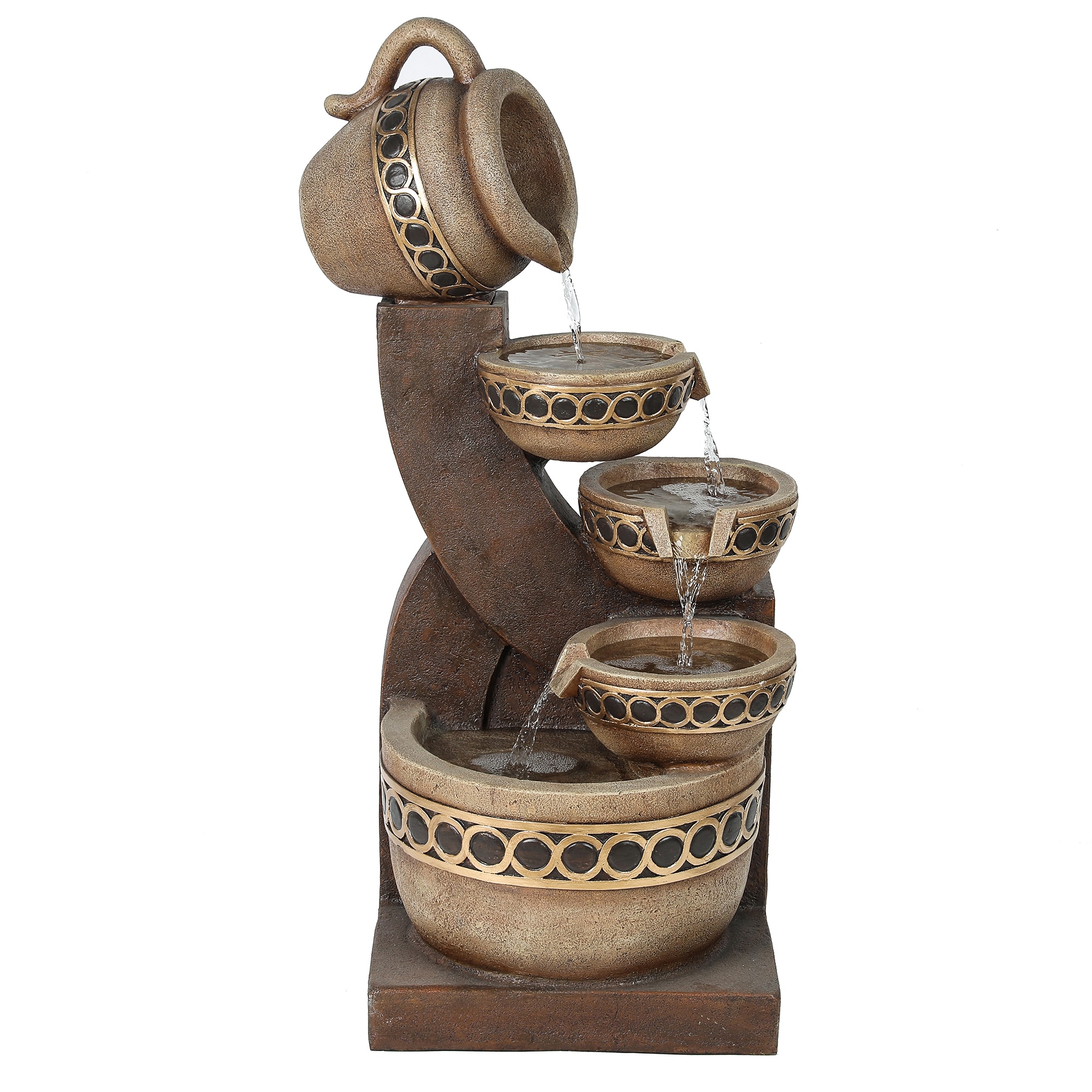LuxenHome WHF608 29.5-in H Resin Outdoor Fountain Statue Pump Included