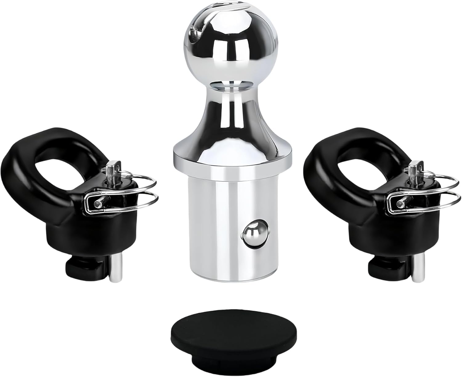 Qeetex NL-PAU-0LI5NBW8 1 Set Steel 1 Package 4 Components 60618 Puck System Gooseneck Hitch Ball Kit Compatible With 2013 2024 Dodge RAM 2500 3500 2 5 16 Inch Gooseneck Ball For Truck Bed With 2 Gooseneck Safety Chain Anchors
