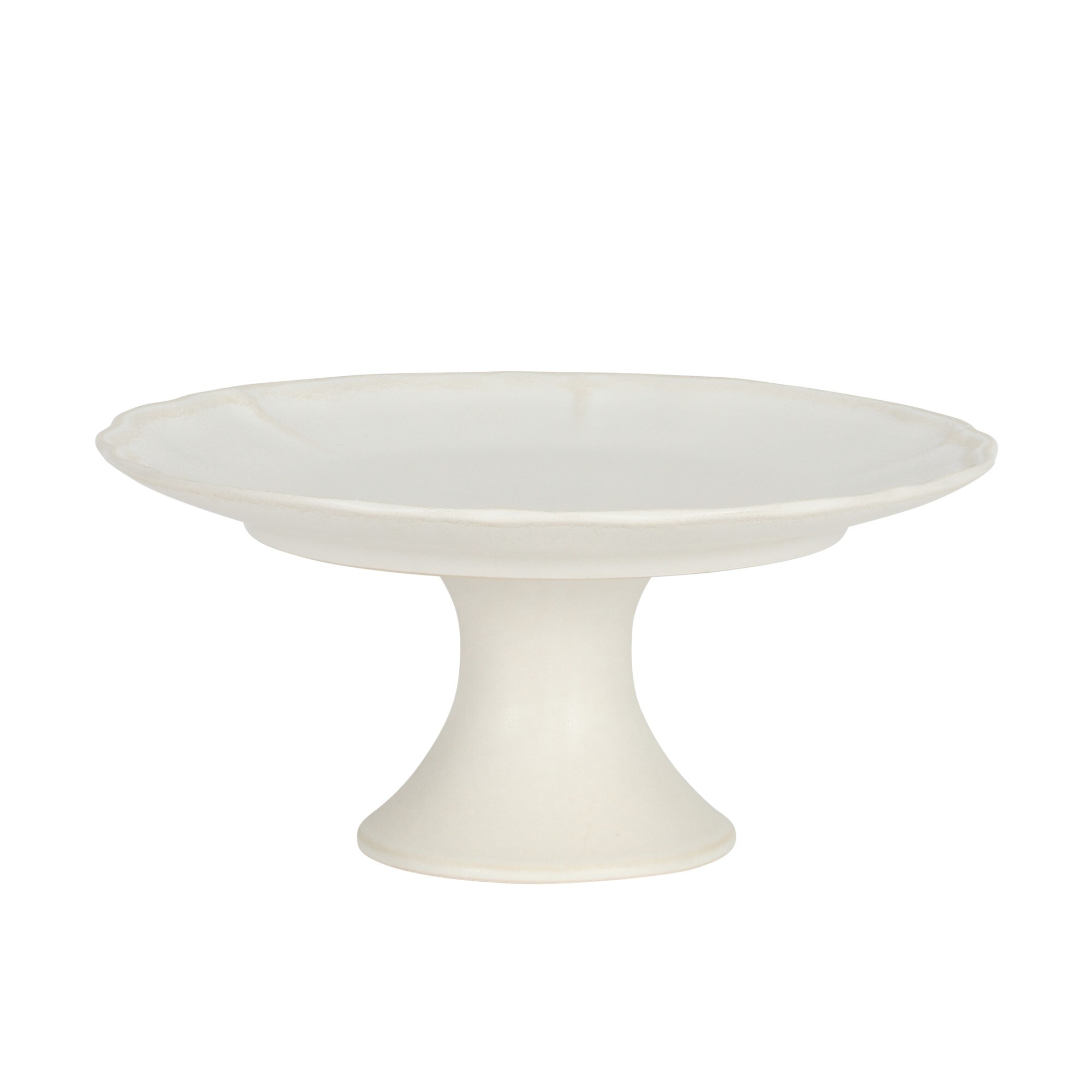 Gibson Elite Vista Rossio Made in Portugal 10.6 inch White Ceramic Cake Stand Pedestal Dessert Stand with Scalloped Rim Cupcake Stand for Wedding Birthday Baby Shower Tea Party #137005.01R