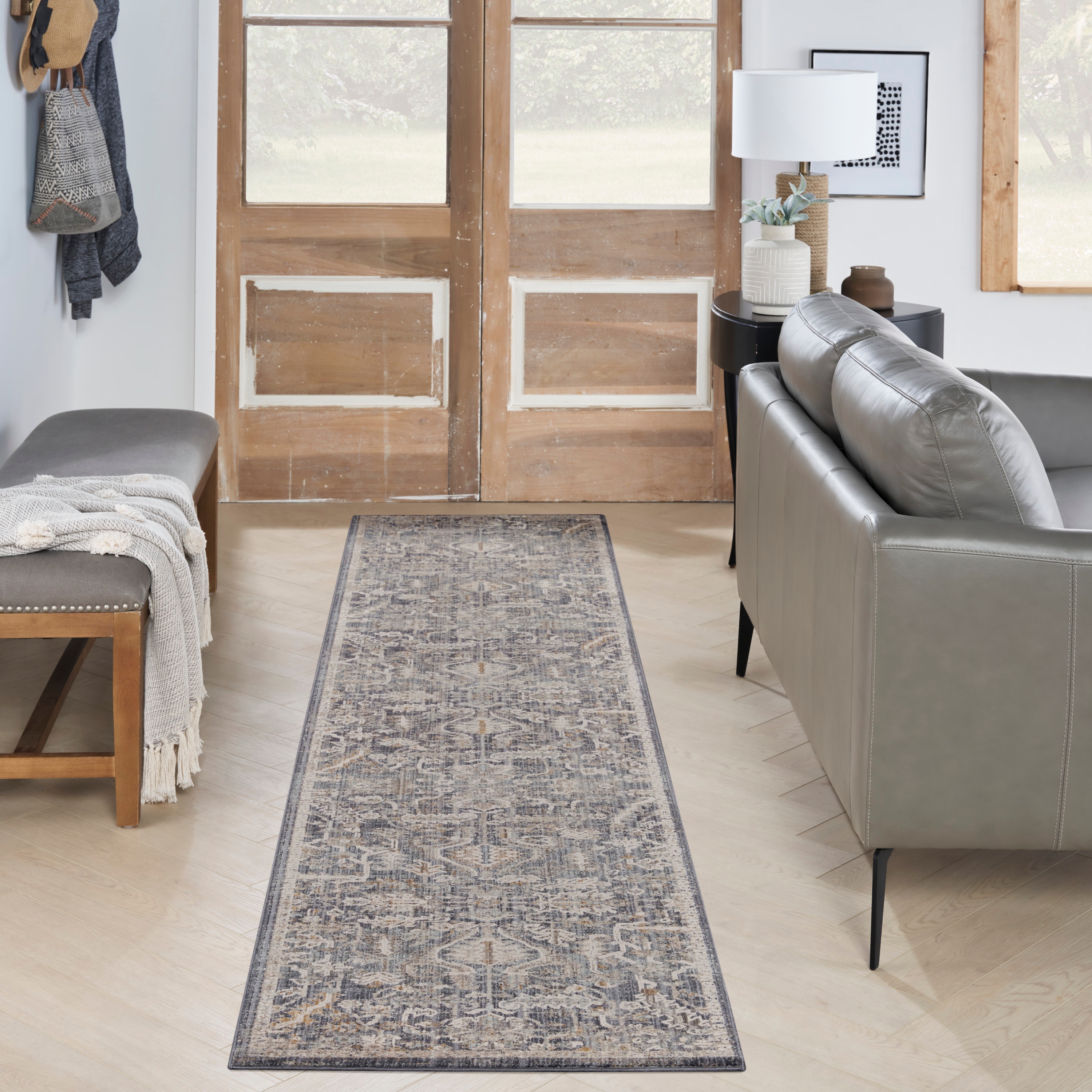 Nourison 099446104533 Nyle 2 x 8 (ft) Loomed Polyester Navy Multicolor Rectangular Indoor Tribal Vintage Runner rug
