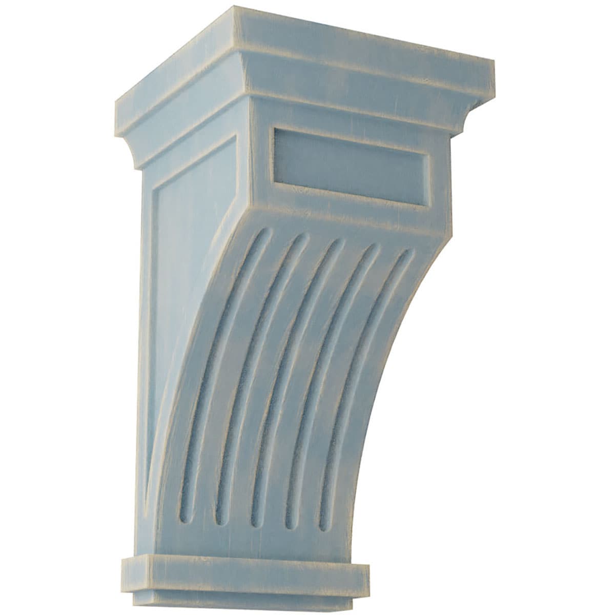 Ekena Millwork CORWD05X05X10FLBU 5.5-in x 5.5-in x 10-in Vintage Decor Finished Rubberwood Blue Wood Paintable/Stainable Corbel