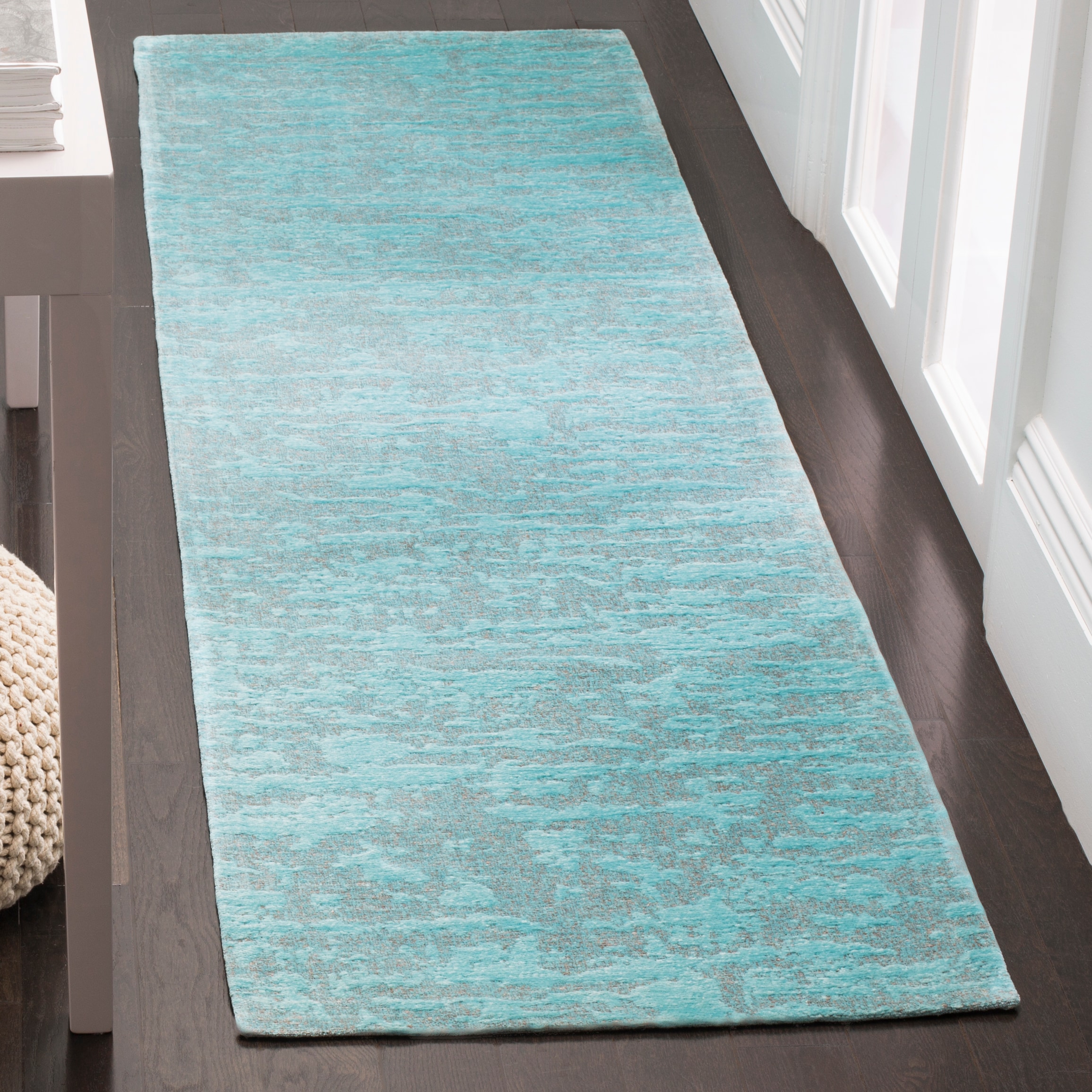 Safavieh MRB631K-28 Marbella Florette 2 x 8 (ft) Loomed Polyester Blue/Turquoise Rectangular Indoor Abstract Runner rug