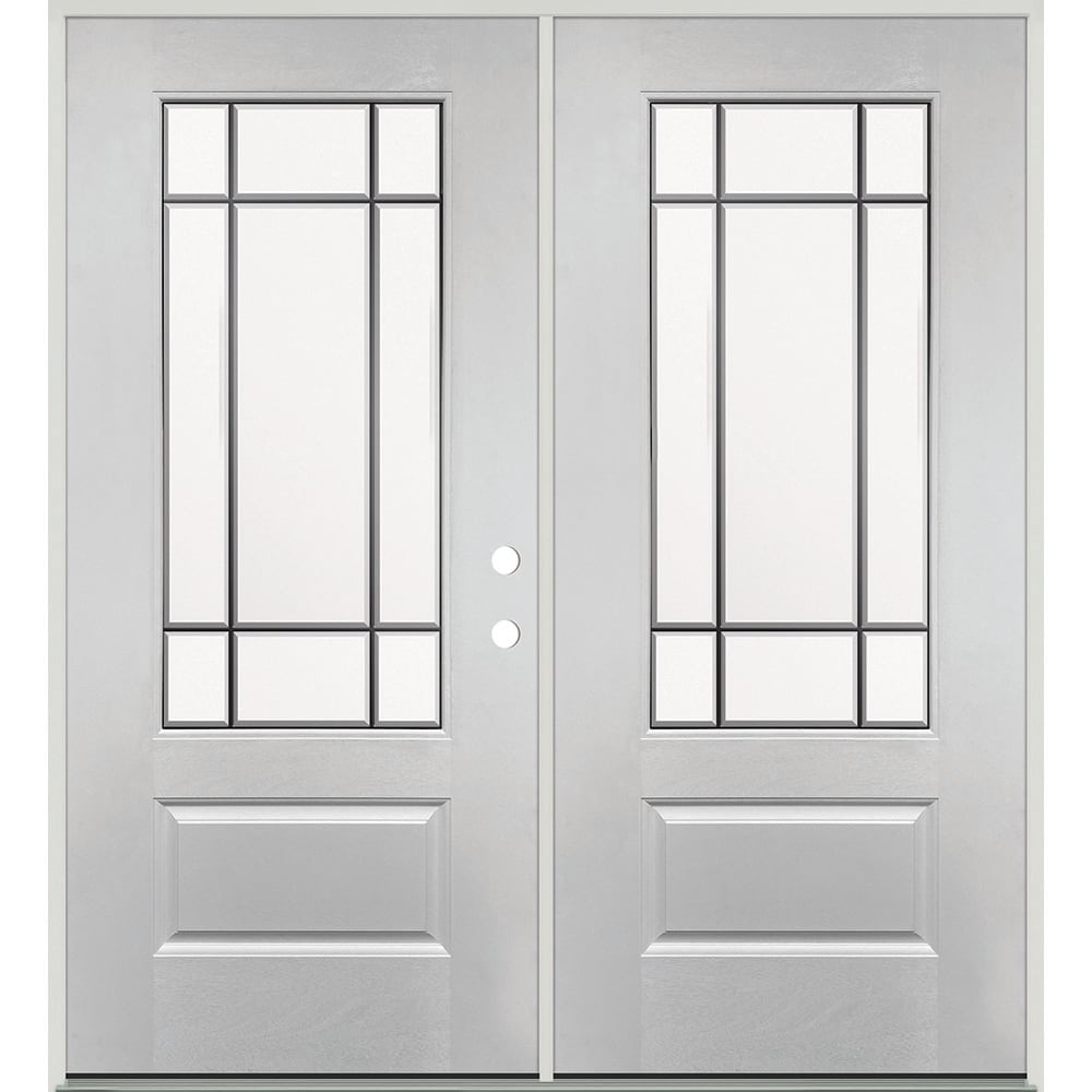 Greatview Doors FG522DBL60L-6 72-in x 80-in x 6-9/16-in Fiberglass 3/4 lite Left-hand inswing Fiberglass Unfinished Prehung Double Front Door Insulating core