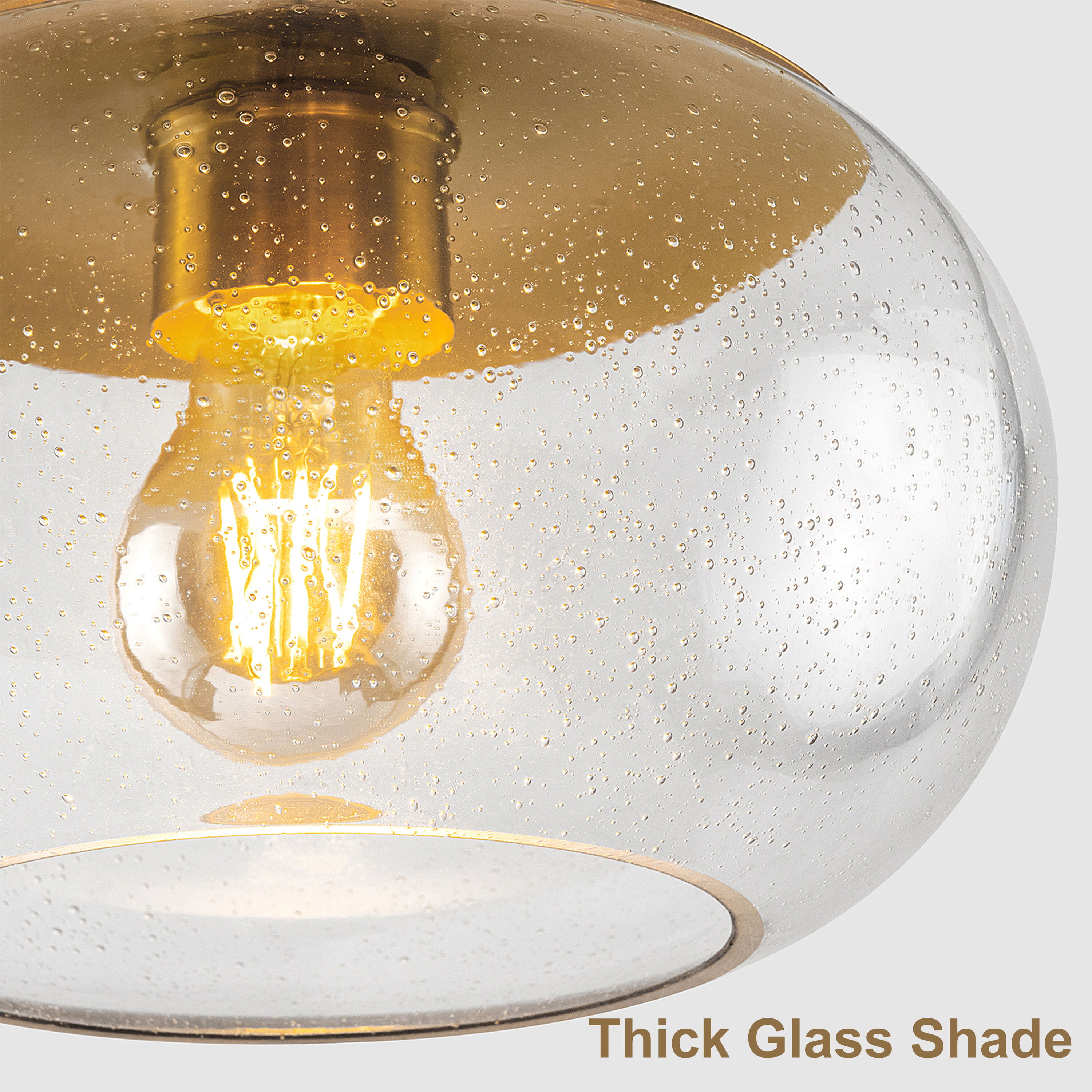 Gold Seedy Glass Globe Pendant with Brass Finish