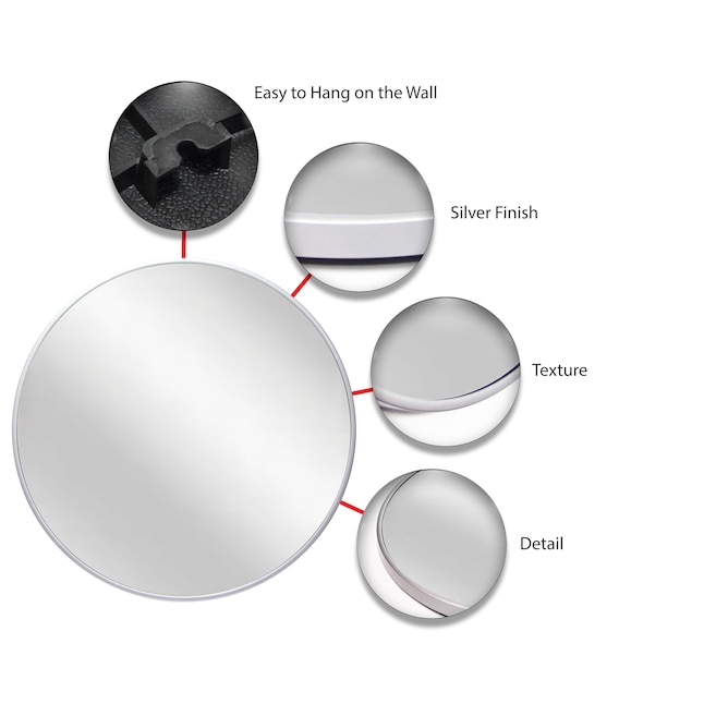 Infinity Instruments Plata 21 in. Matte Silver Round Wall Mirror in the ...