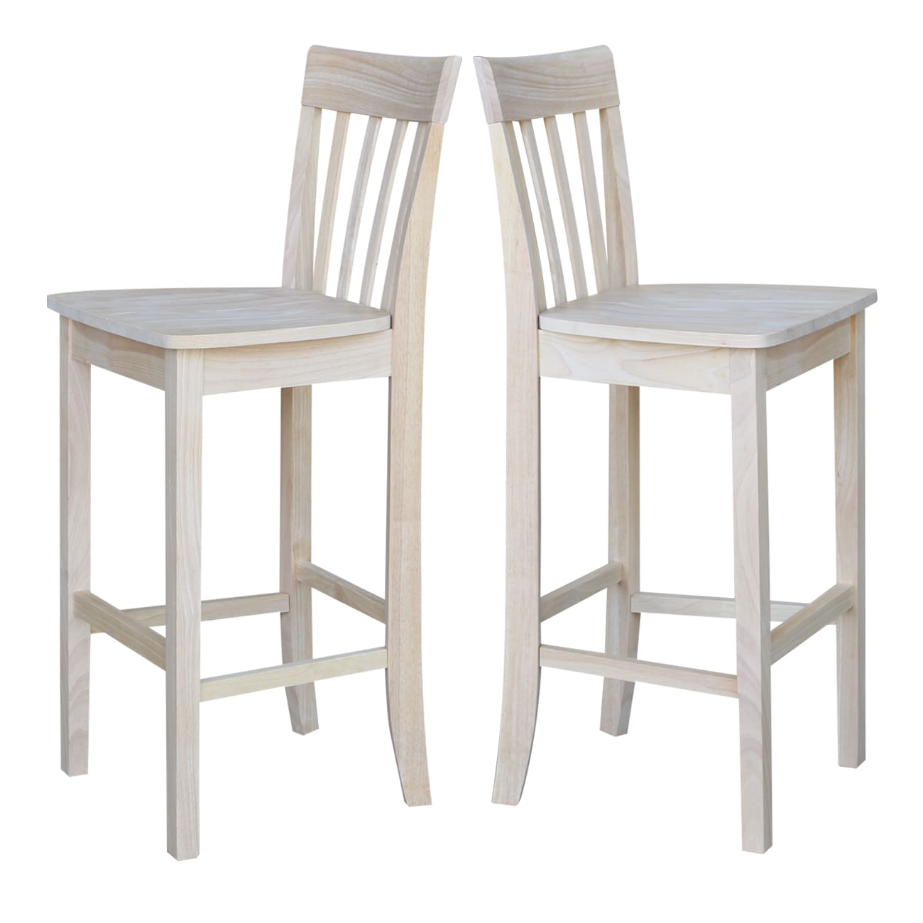 Solid Parawood Slatback Barstool 46" Unfinished Traditional Design