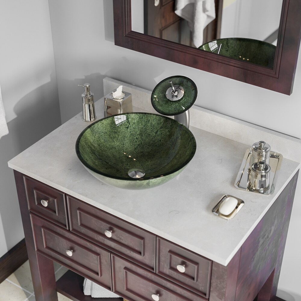 green glass bathroom sink