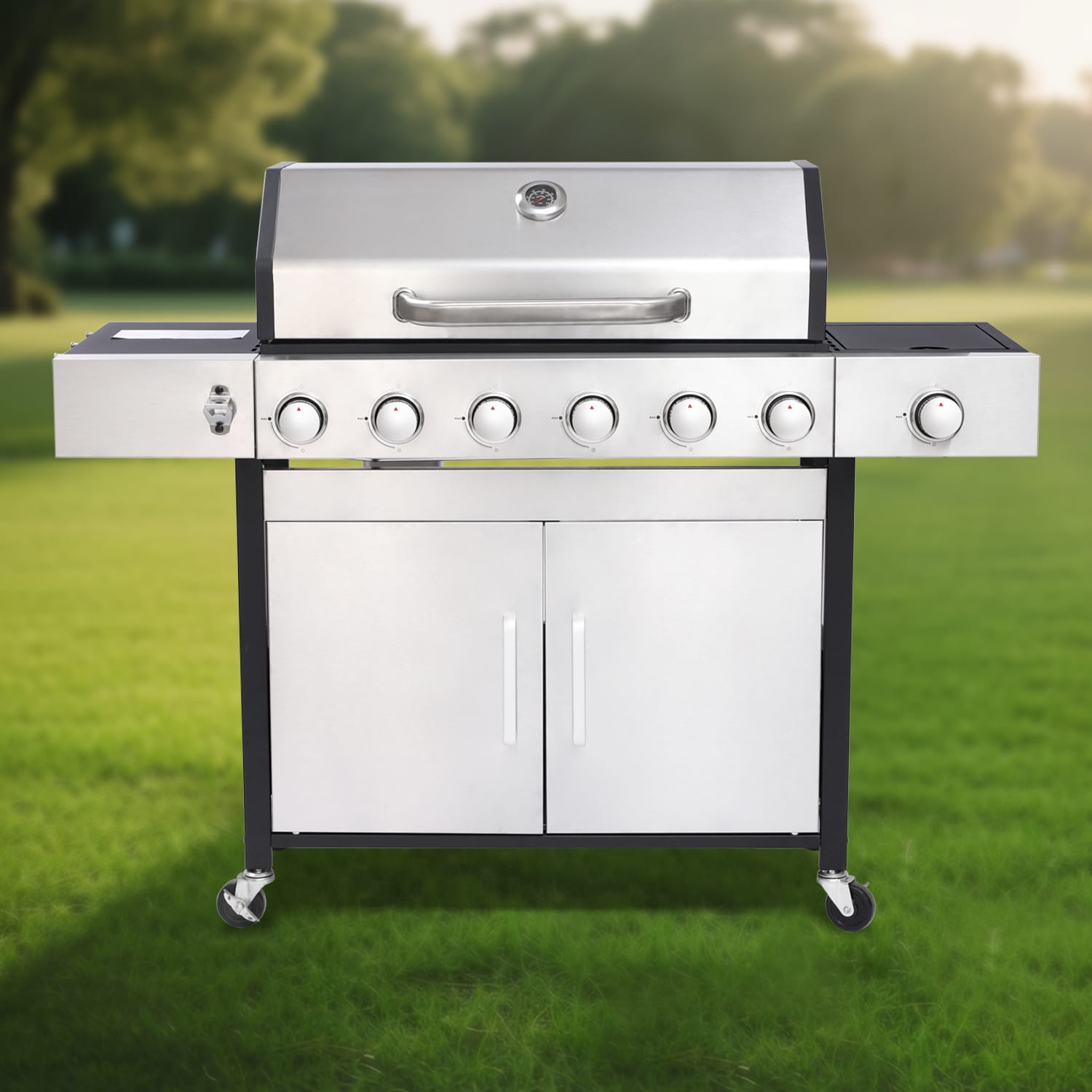 Dexmalle W2938P332357 6-Burner Propane Gas Grill With Side Burner