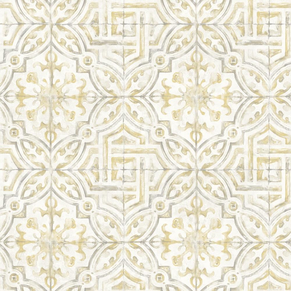 Chesapeake 3120-12337 Sanibel 56.4-Sq. Feet Yellow Non-woven Abstract Prepasted Water Activated Paste Wallpaper