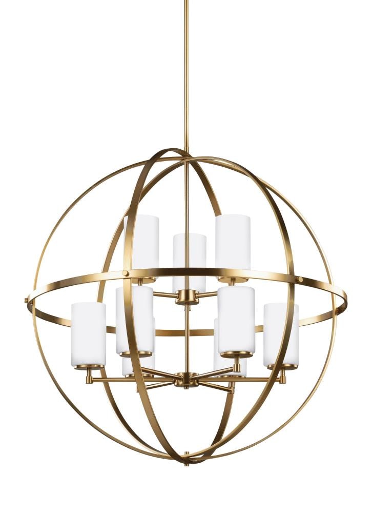Generation Lighting 3124609EN3-848 Alturas 9 -Light Satin Brass Modern/contemporary Cage For Use in Dining Rooms, Foyers, Kitchens, Chandelier