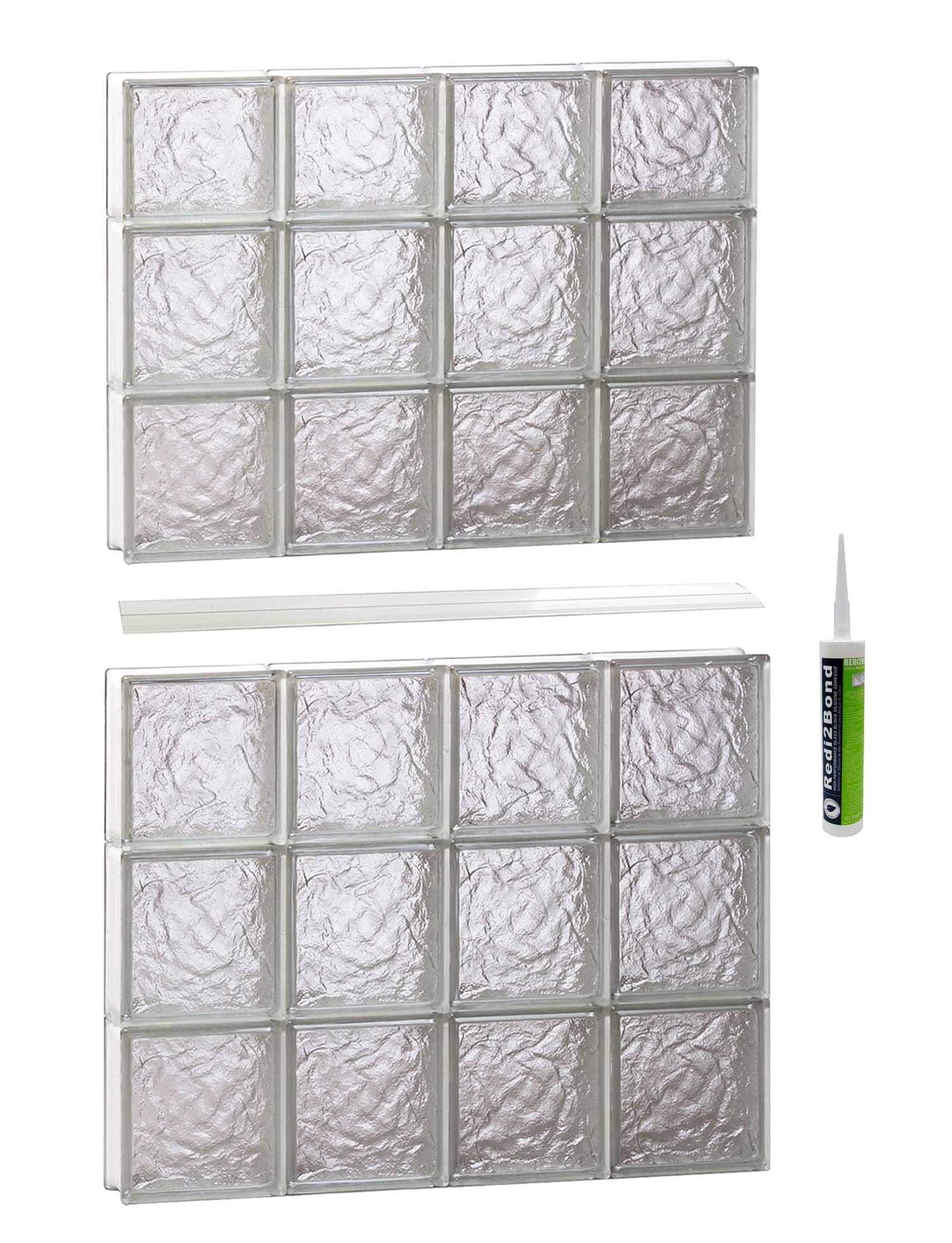 REDI2SET S3246IS Ice Glass 31-in x 44-1/2-in Frameless Replacement Glass Block Window