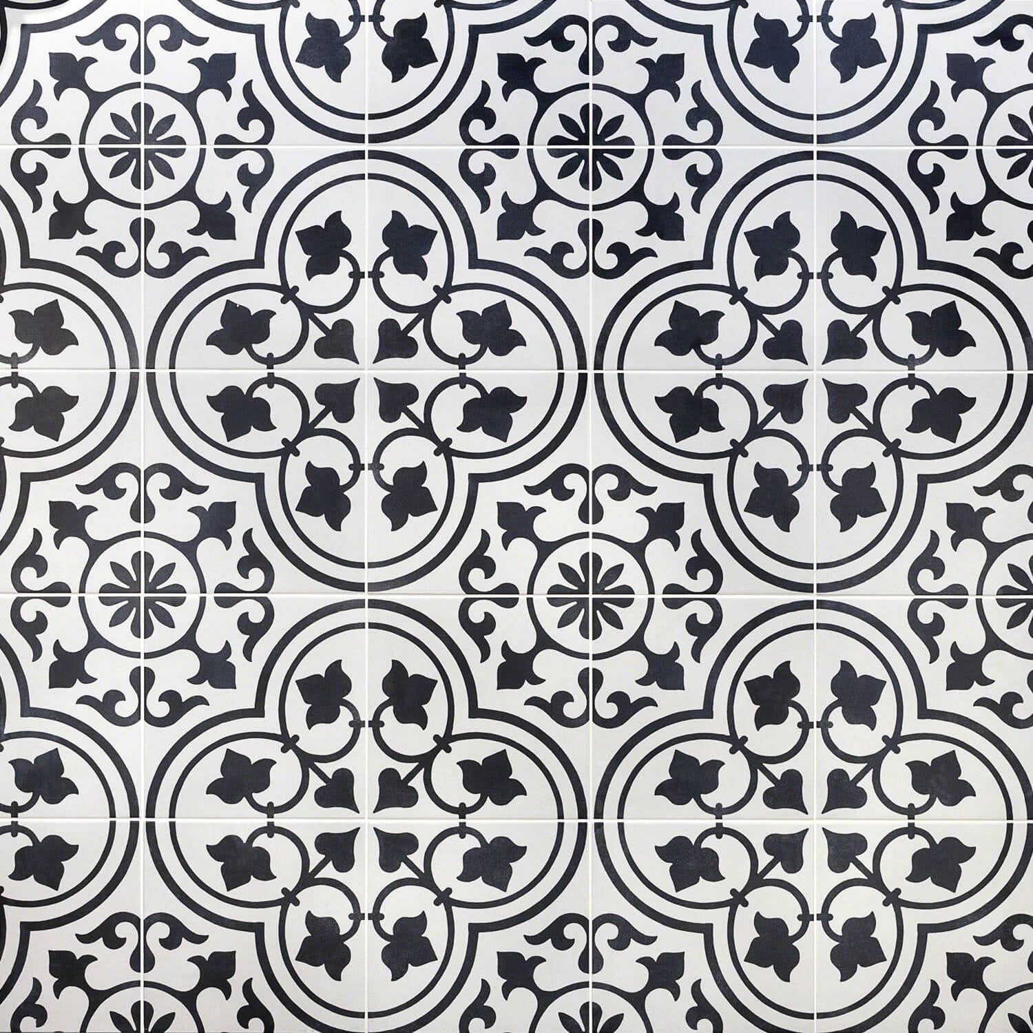 Artmore Tile EXT3RD101335 Cabello White Ornate 9-in x 9-in Matte Porcelain Encaustic Standard Floor and Wall Tile ( 6.99-sq ft Carton )