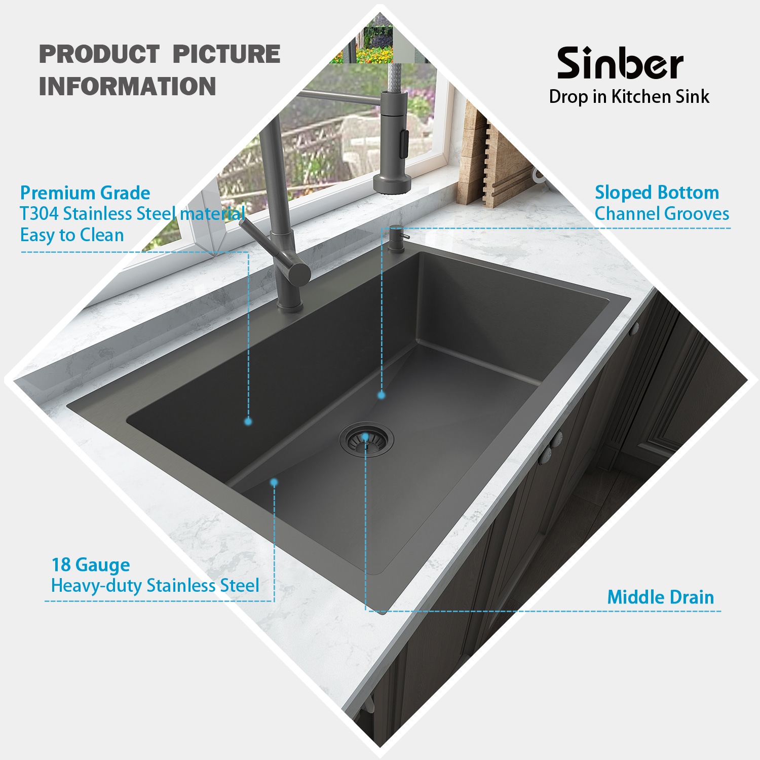 Sinber HT3322S-BR Kitchen-Sinks - View #4