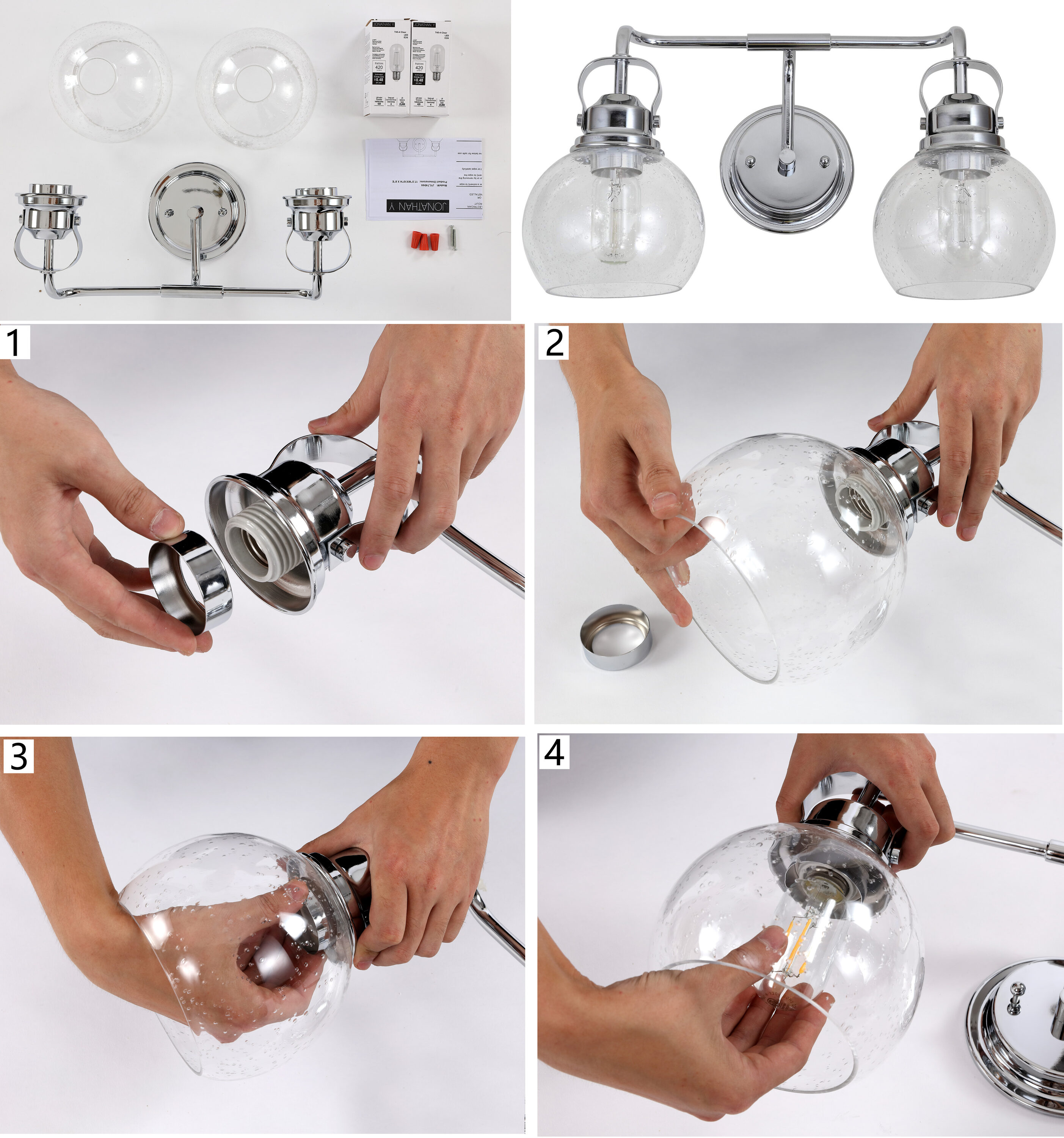 Shirley 17.5" Polished Chrome and Clear Glass 2-Light Vanity Sconce