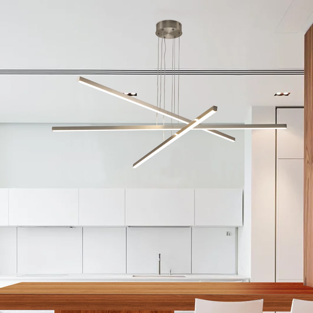 48 Modern LED Chandelier Geometric 3 Arm Design Adjustable Hanging ...