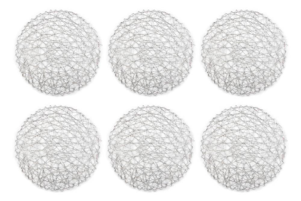 DII CAMZ34289 6-Pack Silver Paper Round Placemats
