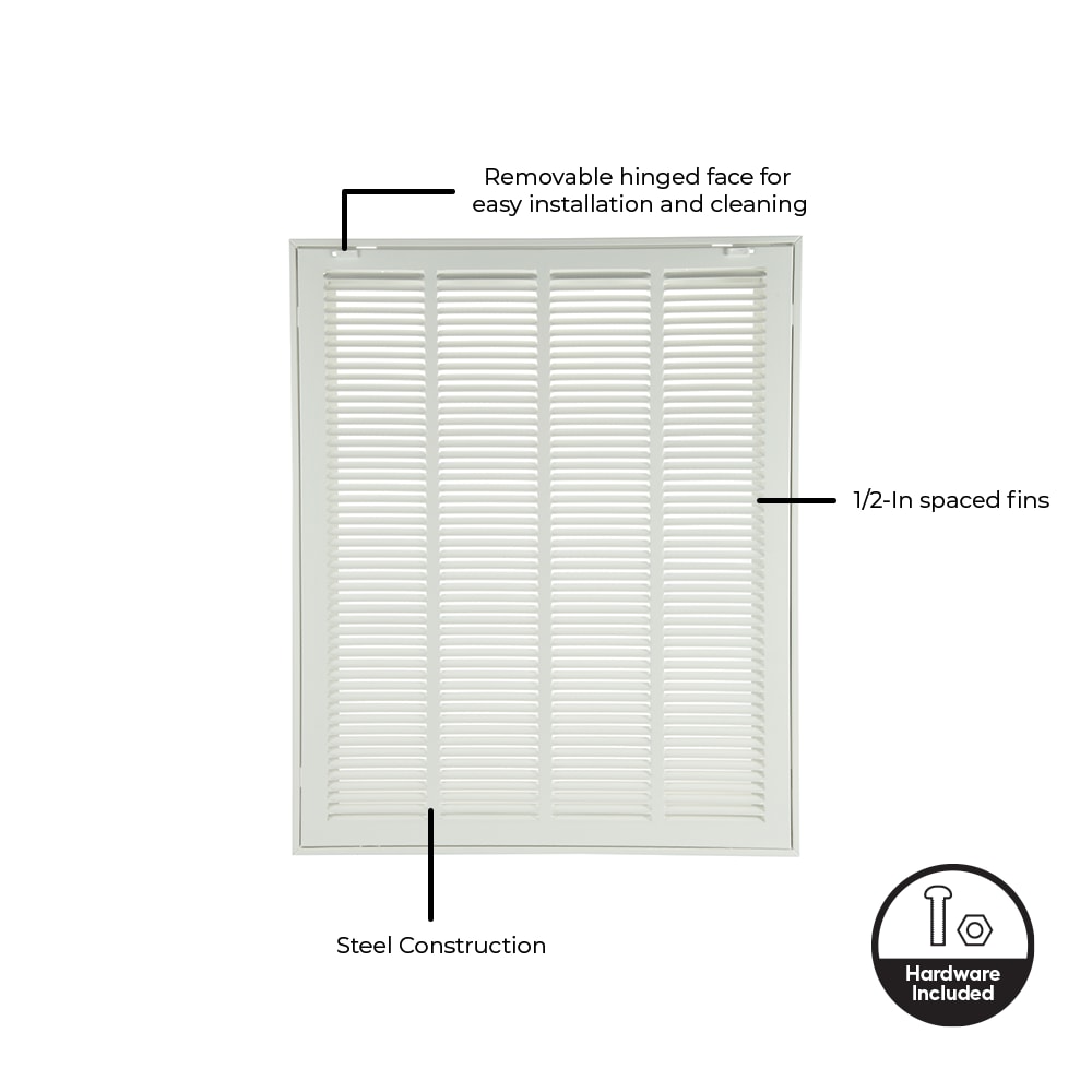 RELIABILT 16-in x 25-in Steel White Sidewall/Ceiling Filter Grille in ...