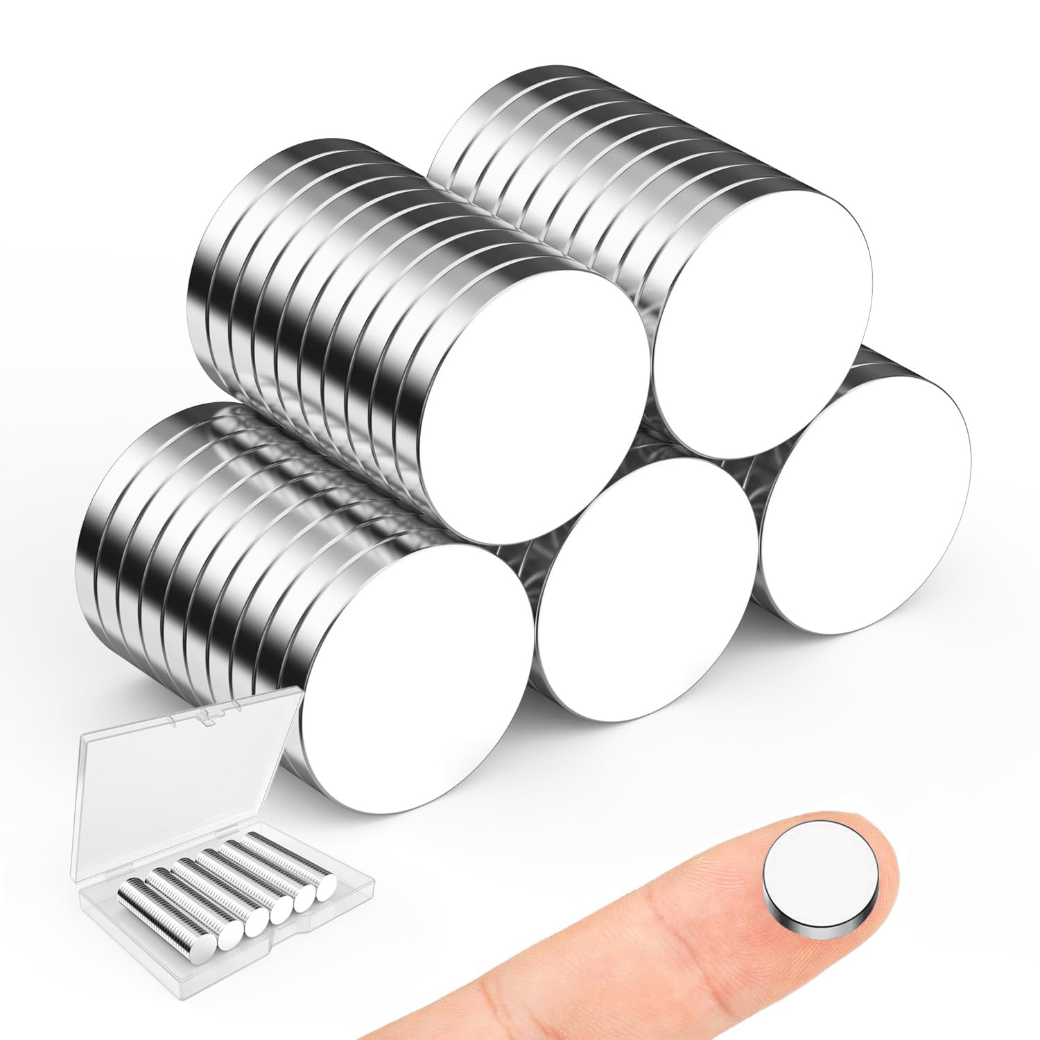 Linder Group Inc 20 pack strong rare earth neodymium magnets large round adhesive backing heavy duty for crafts fridge kitchen office garage school 32x3 mm #L3TH3ORA