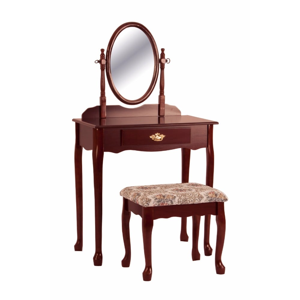 Benzara BM157901 16-in Brown Makeup Vanity