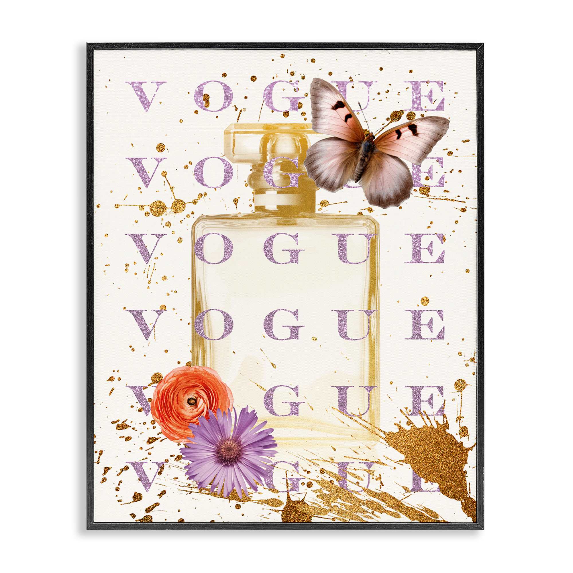 Stupell Industries BS-180-FR-11X14 Butterfly and Floral Perfume Black Framed Giclee Art By Susan Arnot 11 x 14