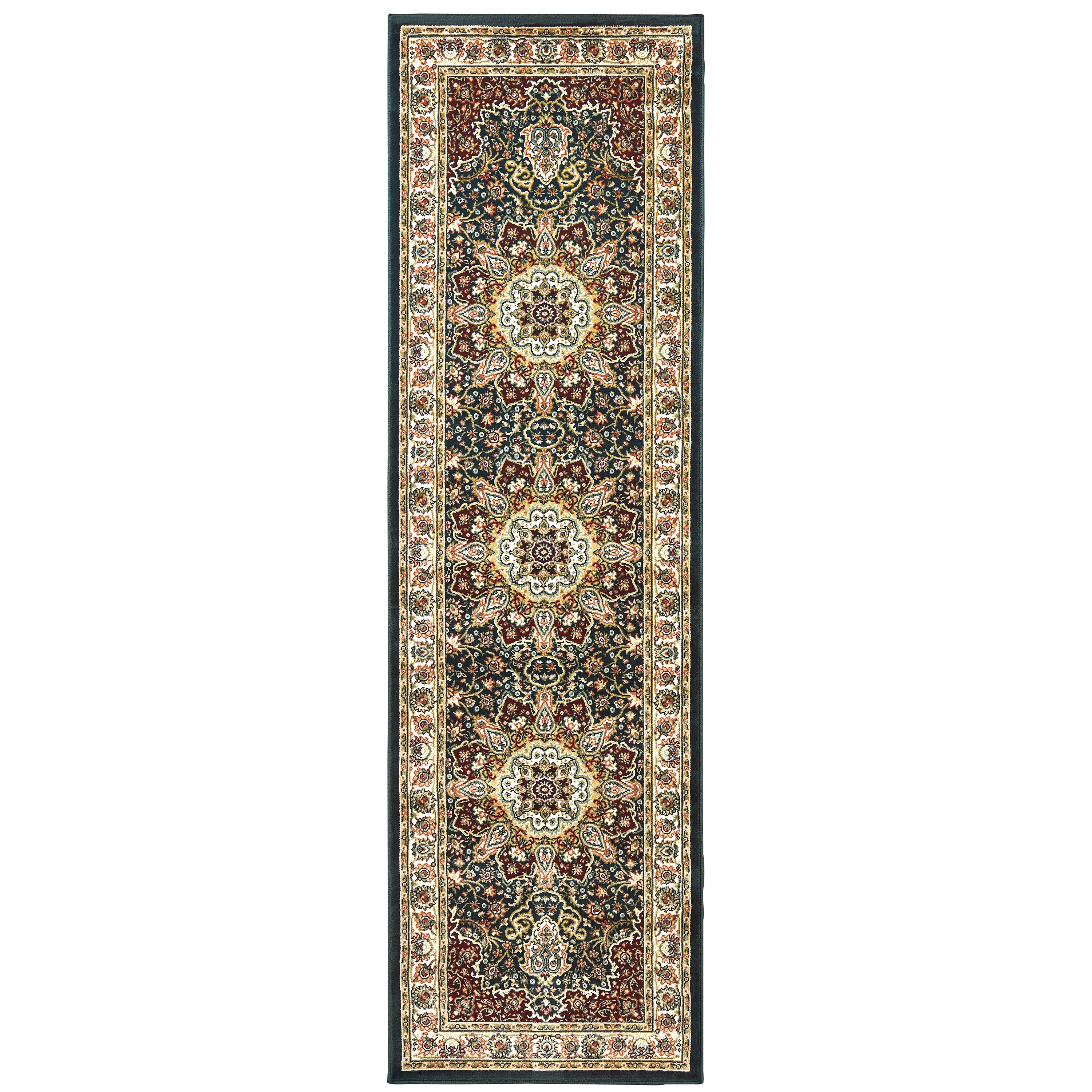 Archer Lane 119KSHU13L Westferry 2 x 8 (ft) Polypropylene Navy Rectangular Indoor Medallion Oriental Runner rug