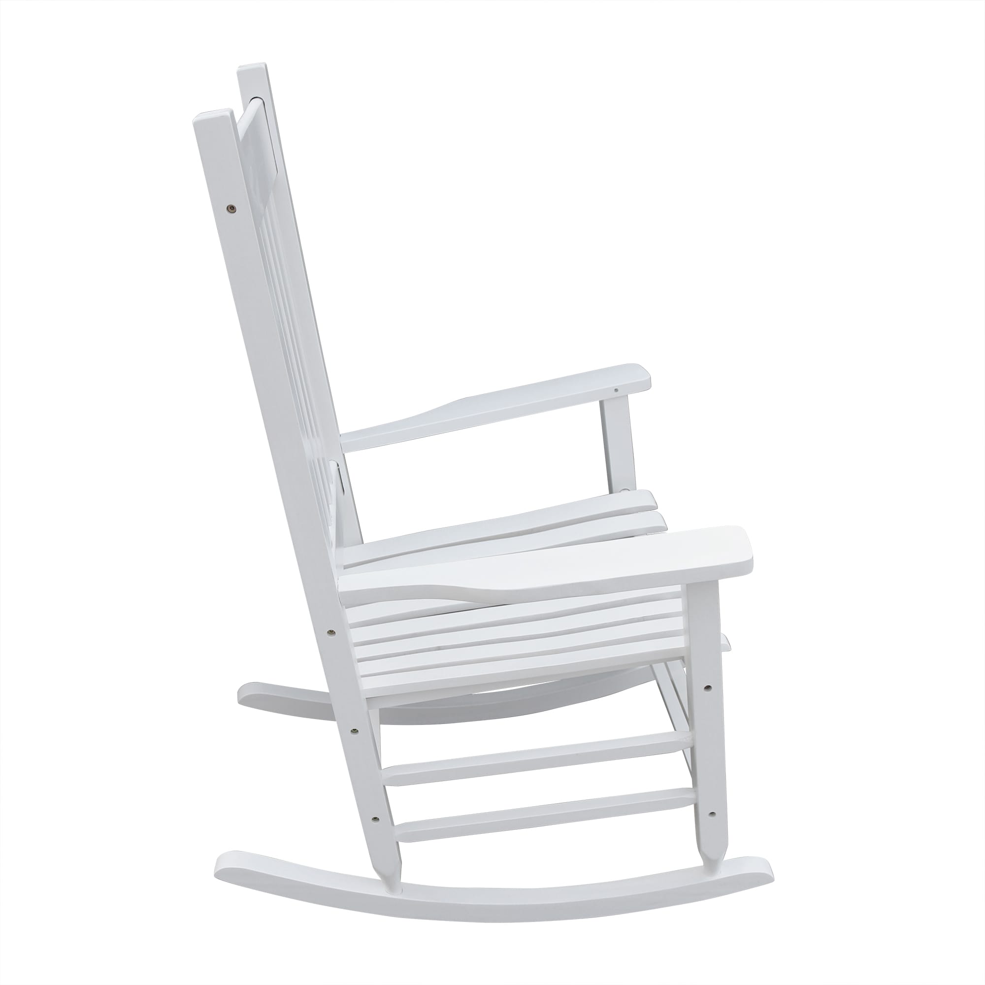 CESICIA Patio Chairs White Wood Frame Stationary Rocking Chair with ...