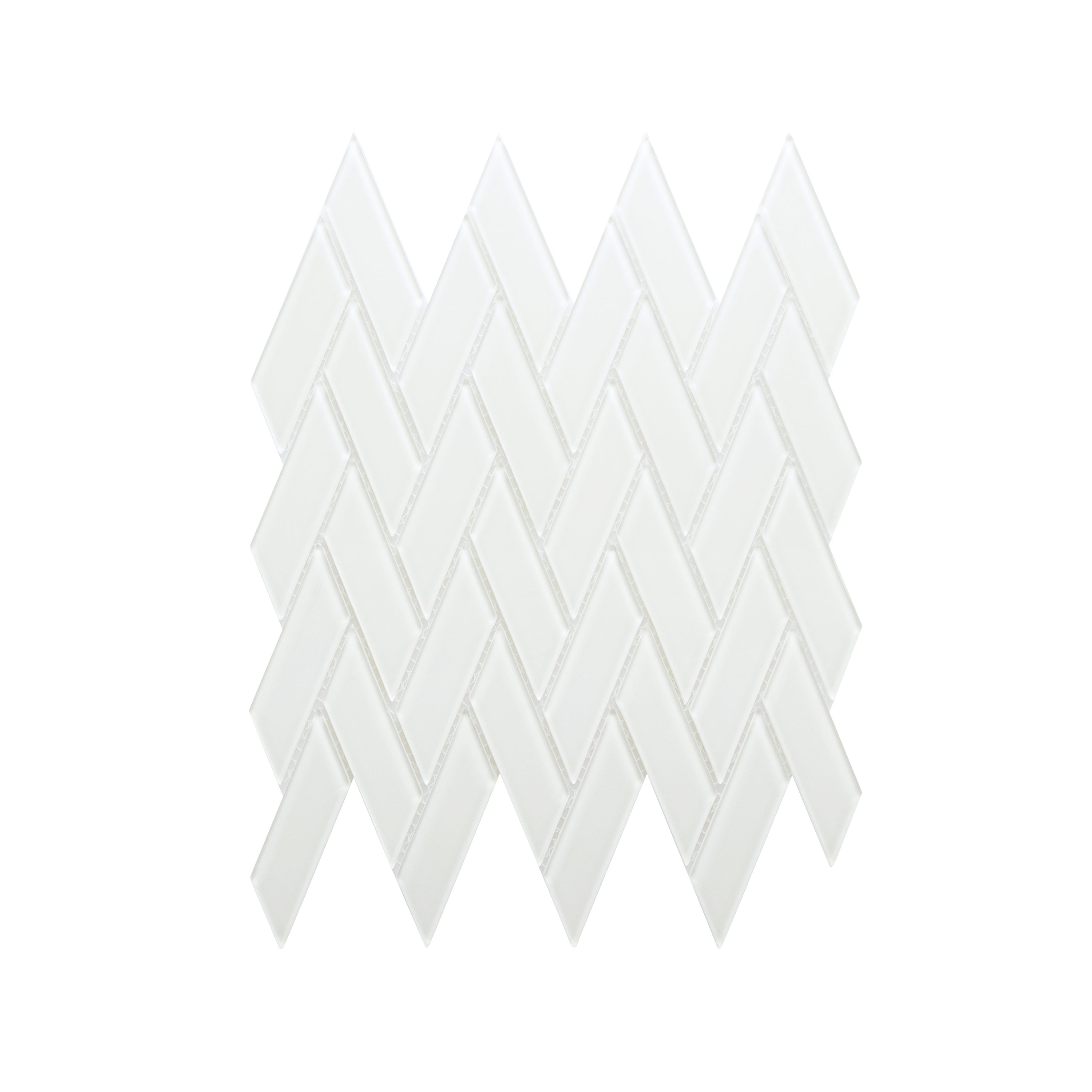 WS Tiles WST-01N4 Quality Value Glass Series White 12-in x 12-in Polished Glass Herringbone Mosaic Wall Tile ( 8-sq ft Carton )