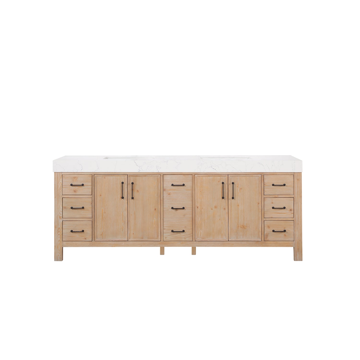 Leon 84" Fir Wood Double Vanity with Composite Top