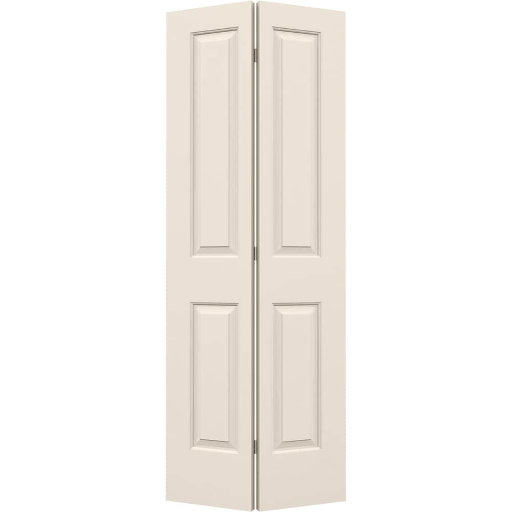 Cambridge 30-in x 80-in 2-panel Square Hollow Core Primed Molded Composite Bifold Door Hardware Included in Off-White | - JELD-WEN JW160000099