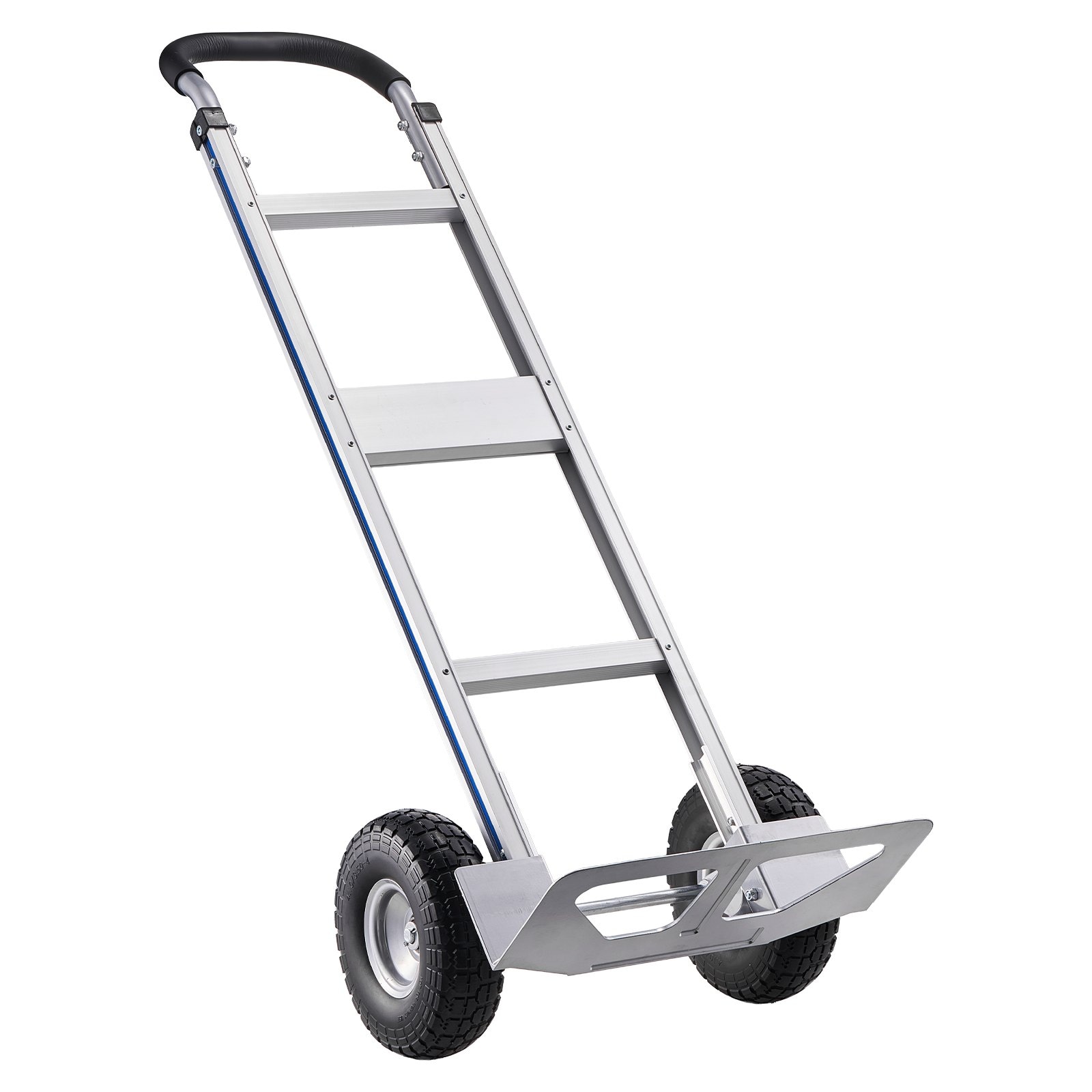 Slickblue 2 Wheel Folding Hand Truck Dolly Aluminum Alloy with 10 Inch Rubber Wheels for Moving Packages Equipment and Supplies 500 lb Capacity Silver