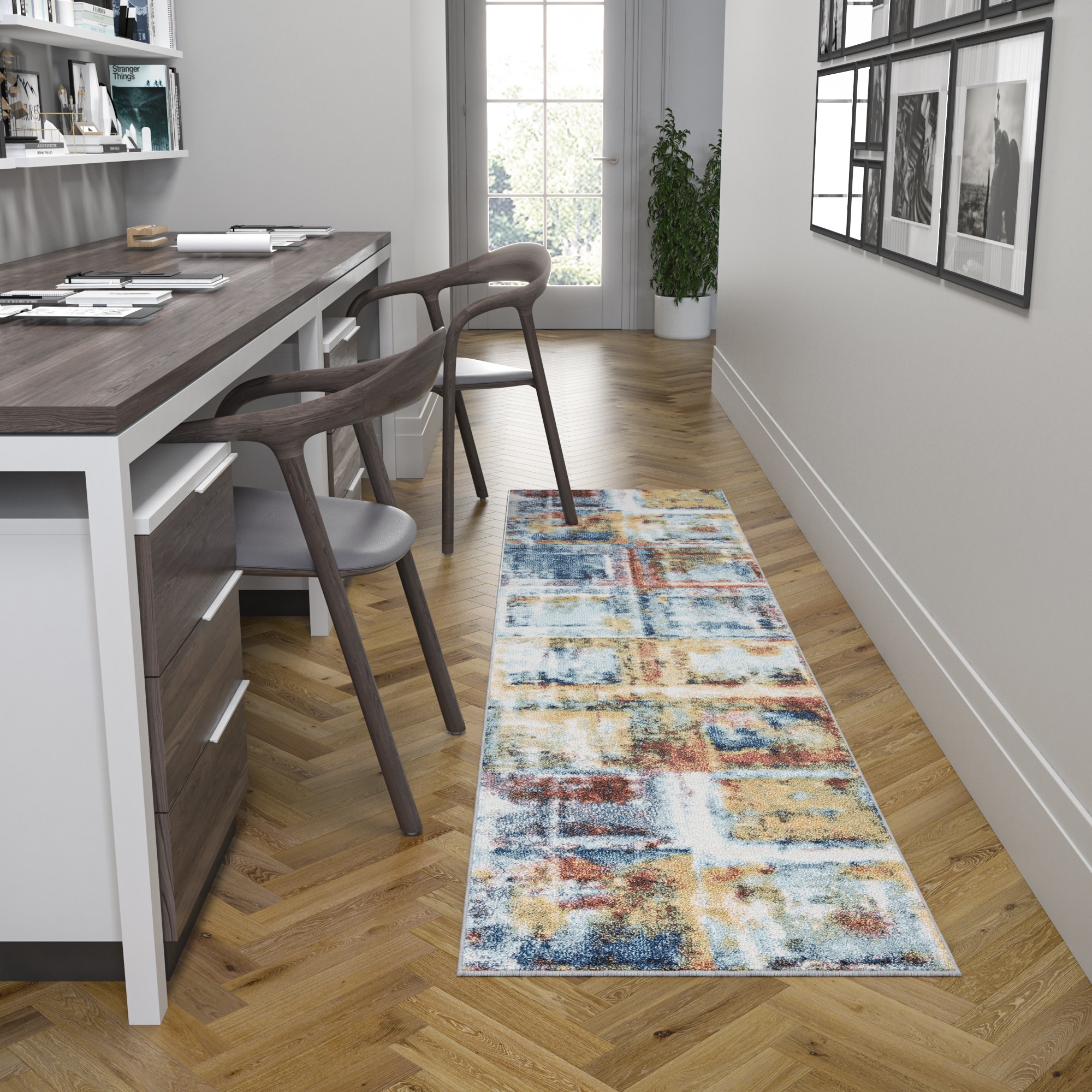 Tayse REI1300 3X10 Reina 3 x 10 (ft) Loomed Polypropylene Blue Rectangular Indoor Area rug